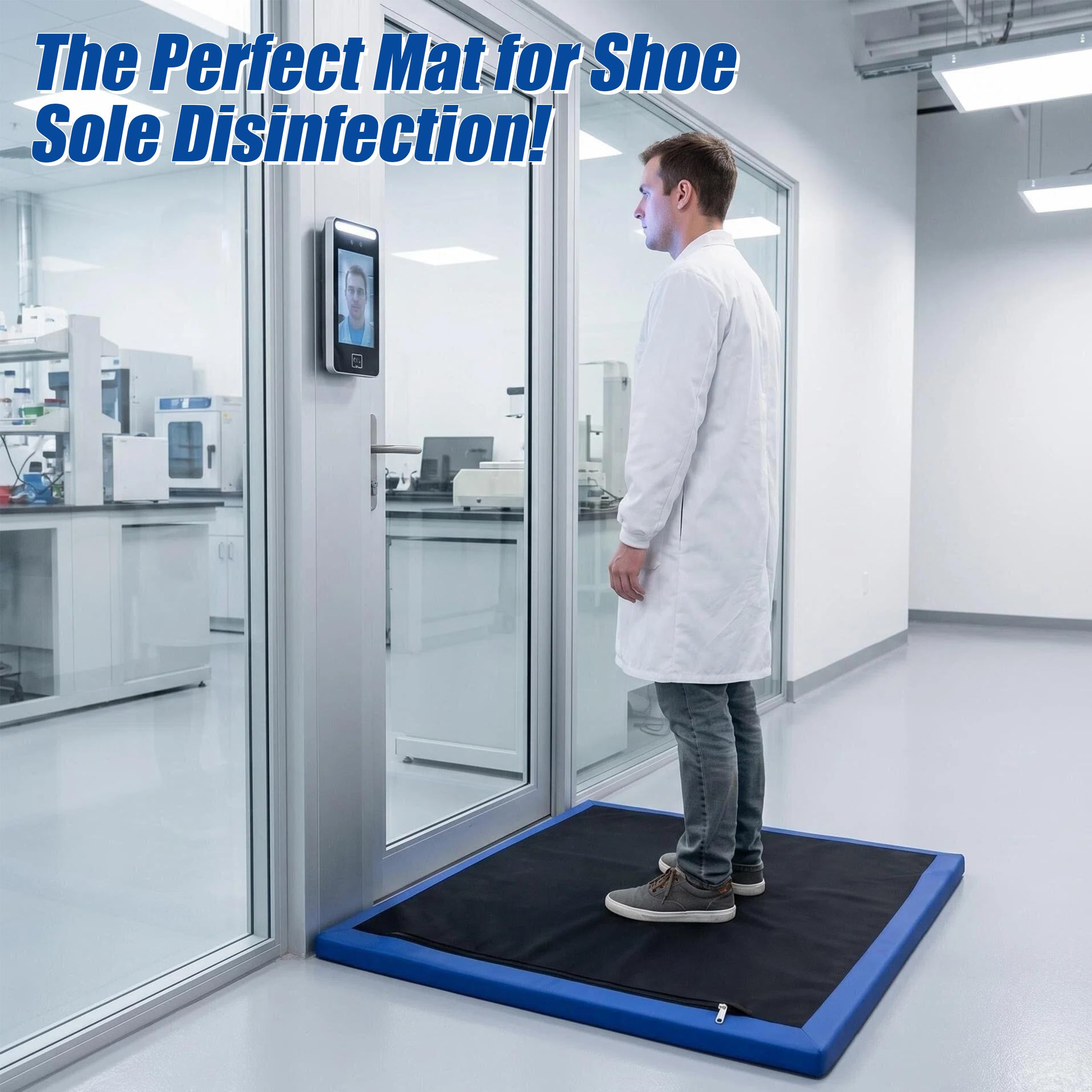 Tapis Désinfectant pour Chaussures avec Fermeture éclair 59 x 69 cm Paillasson de désinfection avec Revêtement en éponge Tapis Antidérapant Anti-saleté pour Ménages Hôtels Hôpitaux Fermes Laboratoires