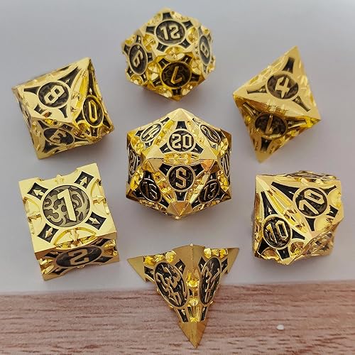 Juego de dados de metal DND Dados poliédricos D&D 7Set para DND (Dungeons and Dragons Gift) MTG y RPG Juego de dados multijugador D20 accesorios de