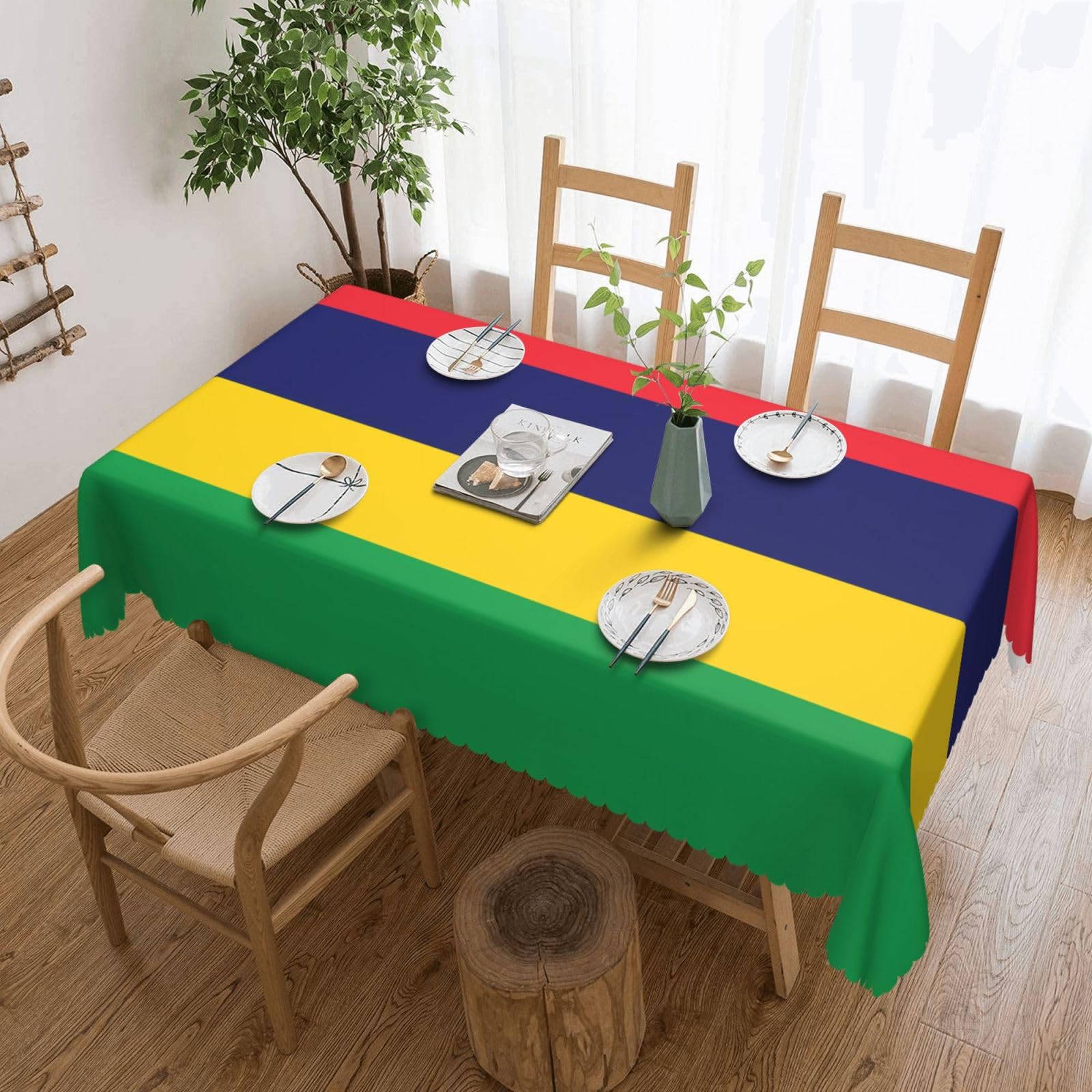 HLBSDM Flag of Mauritius Square Lace Tablecloth, 54x72 Inch Restaurant Decorative Tablecloth, Party Banquet Indoor and Outdoor Universal Tablecloth
