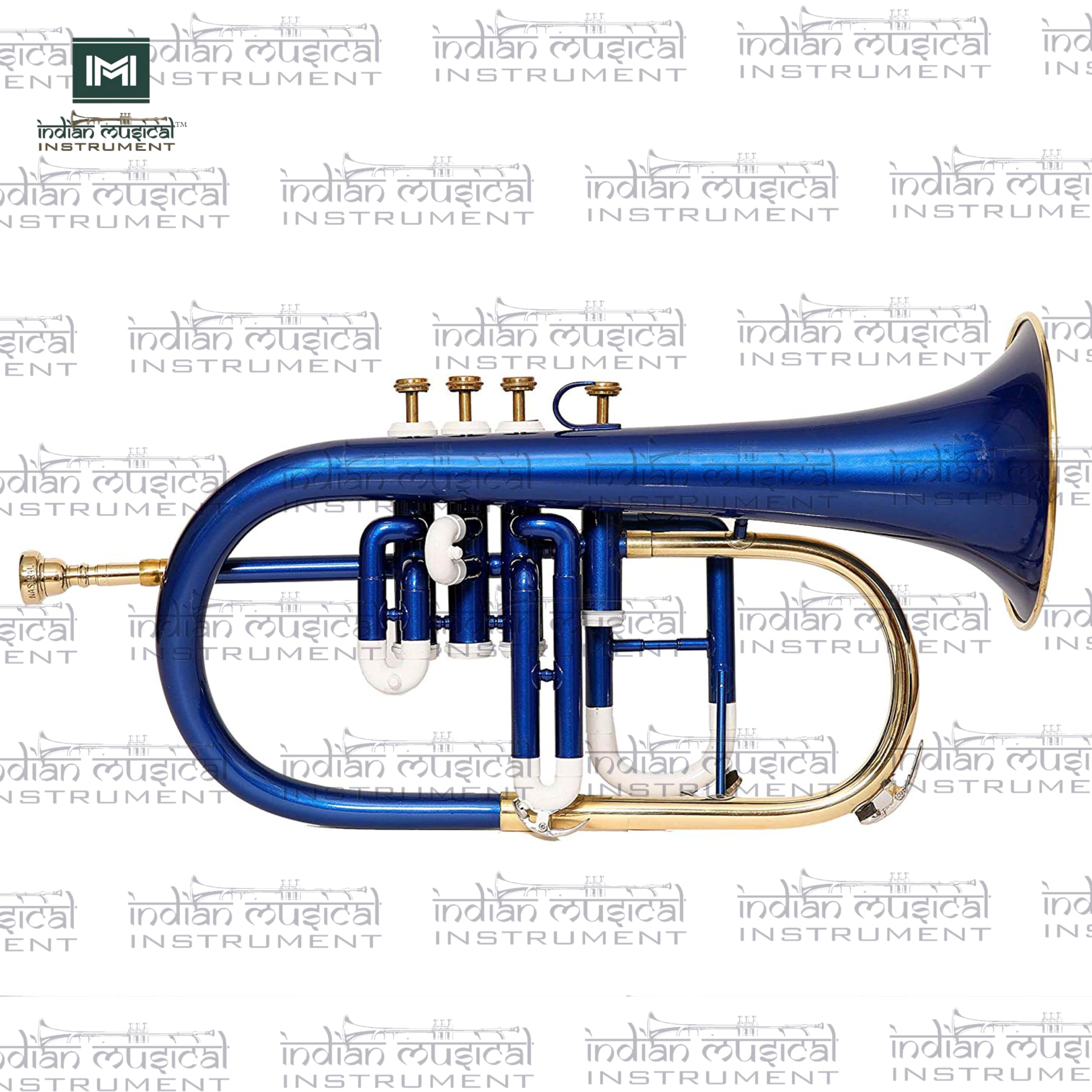 Flugel Horn 4 valvole passo BB con custodia rigida e bocchino (blu bianco oro)