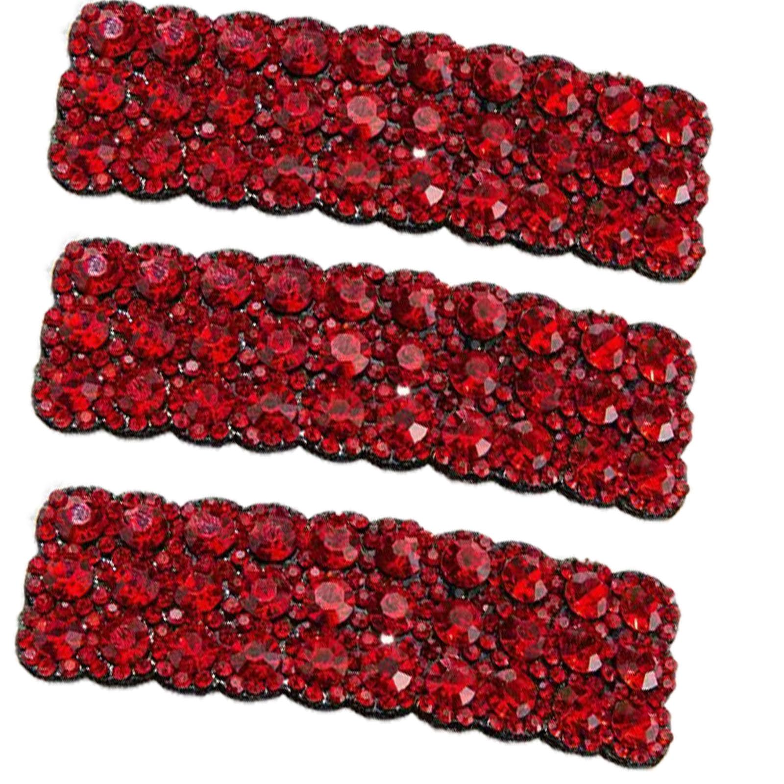 3PCS Rhinestones Snap Hair Clips,Bling Metal Snap Duckbill Clips,Sparkle Bridal Shower Hair Pins,Diamond Hair Alligator Clips,Rectangular Korean