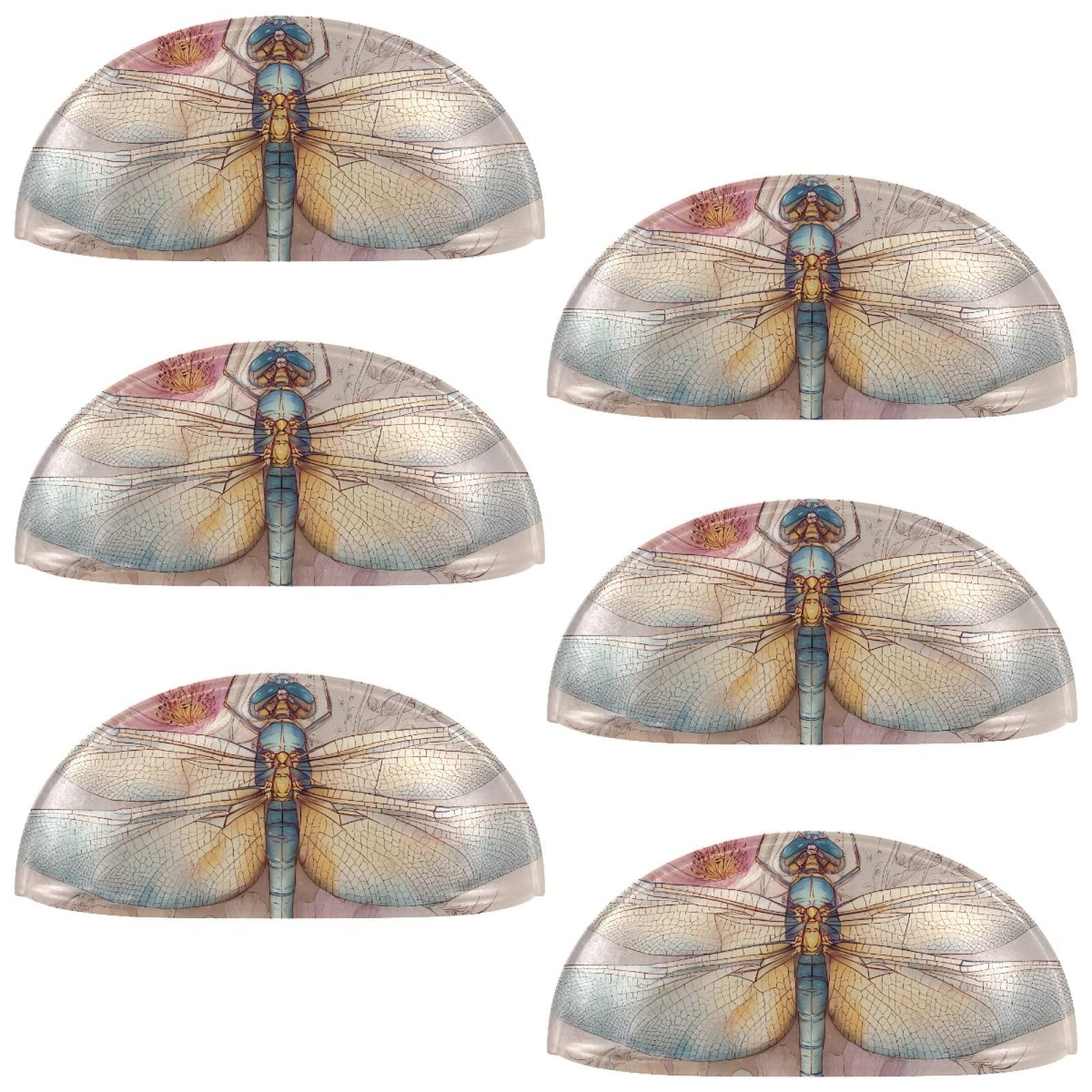 Etoenbrc Multicolored 12 6 Pcs 3.4 Inch Pbt Cup Cabinet Pulls Dragonfly Flowers Pink Drawer Handles, Kitchen Hardware Pulls For Cupboard,Wardrobe,Dresser Drawer