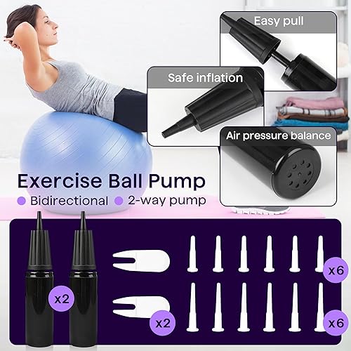 Miniatura 2 de Kit de bomba de bola de ejercicio de 2 unidades  Bomba de aire manual con removedores de enchufe y tapones  Ideal para pelota de fitness y bomba de