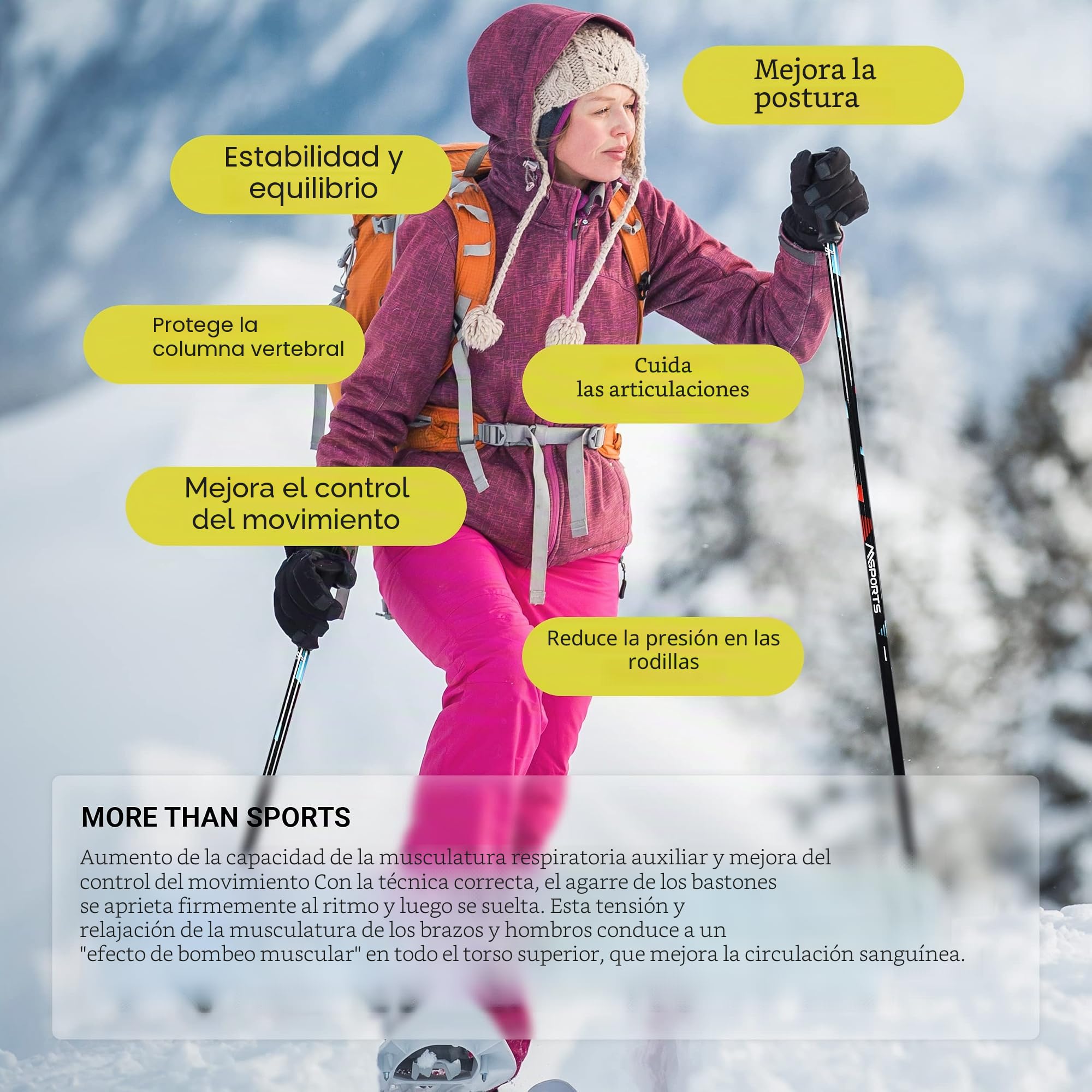 MSPORTS Bastones de esquí premium con plato de nieve unisex, bastones de esquí de aluminio en diferentes longitudes, eje de aluminio de 18 mm
