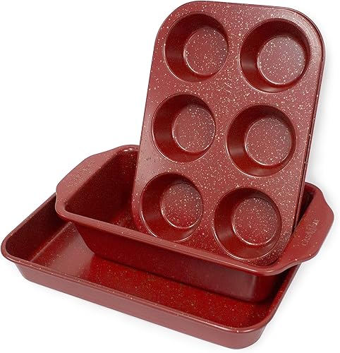 Miniatura 2 de casaWare Juego de 3 piezas de horno tostador (granito rojo)
