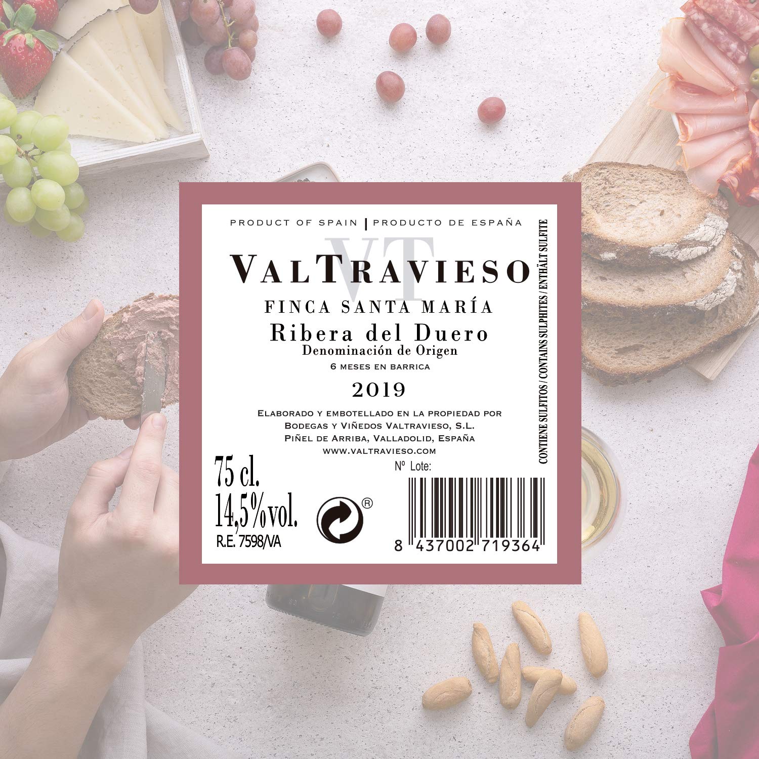 Valtravieso Caja Vino Tinto Ribera del Duero - Finca Santa Maria Roble Denominación de Origen/Tinto Fino (98%), Cabernet Sauvignon & Merlot (2%)| Pack Lote Regalo de 6 Botellasx750ml