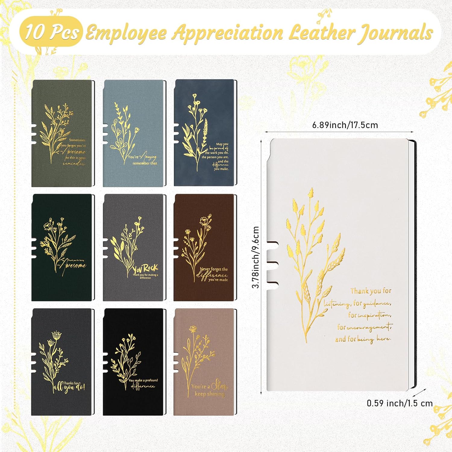 10 Sets Employee Appreciation Gifts Bulk Motivational Notebook and Pens Volunteer Social Worker Gifts Bulk for Easter Team Coworker Staff Nurse Administrative Professional(Appreciation)