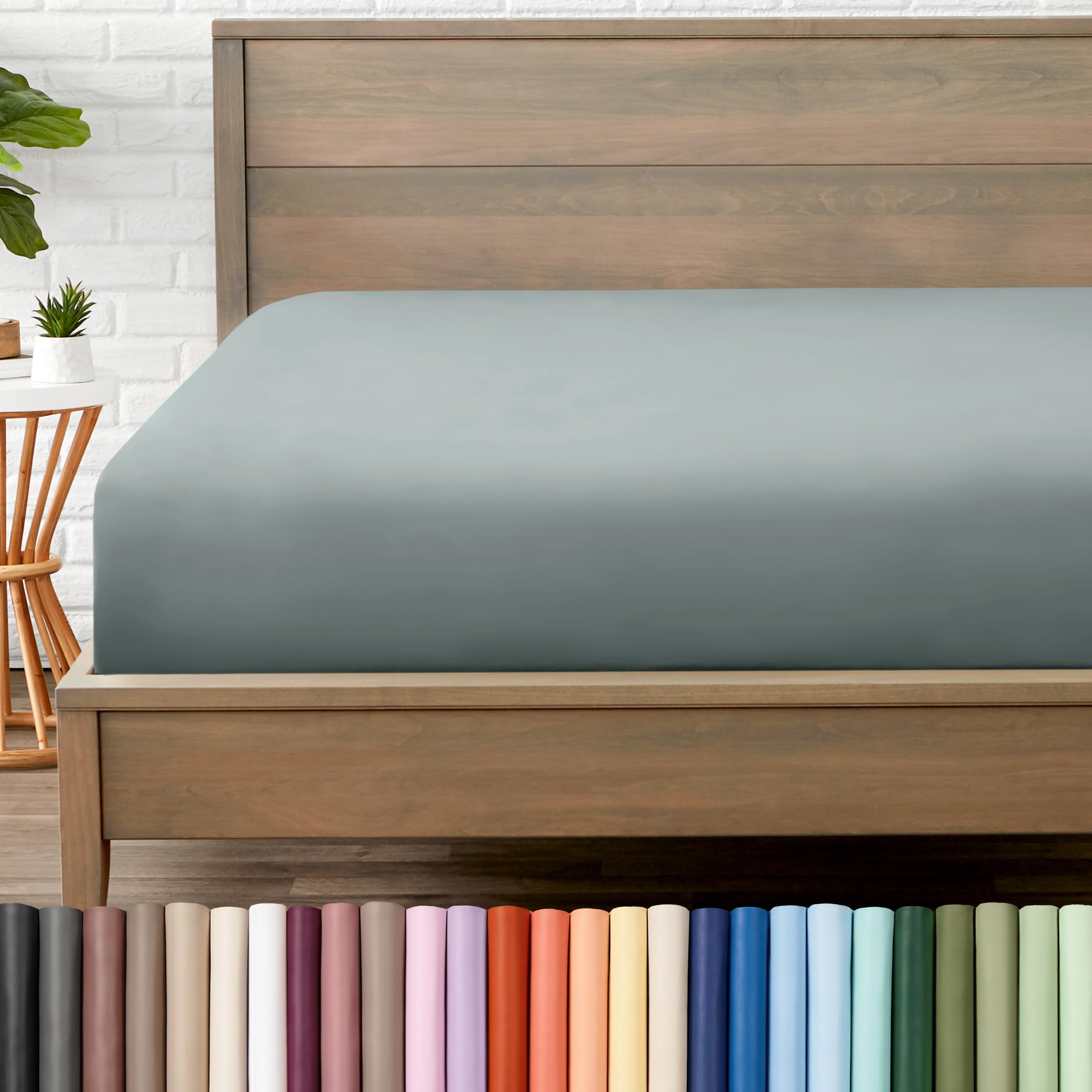 bare home fitted bottom sheet king size - premium 1800 ultra-soft - hotel luxury - deep pocket - durable and long lasting (king, sea spray)