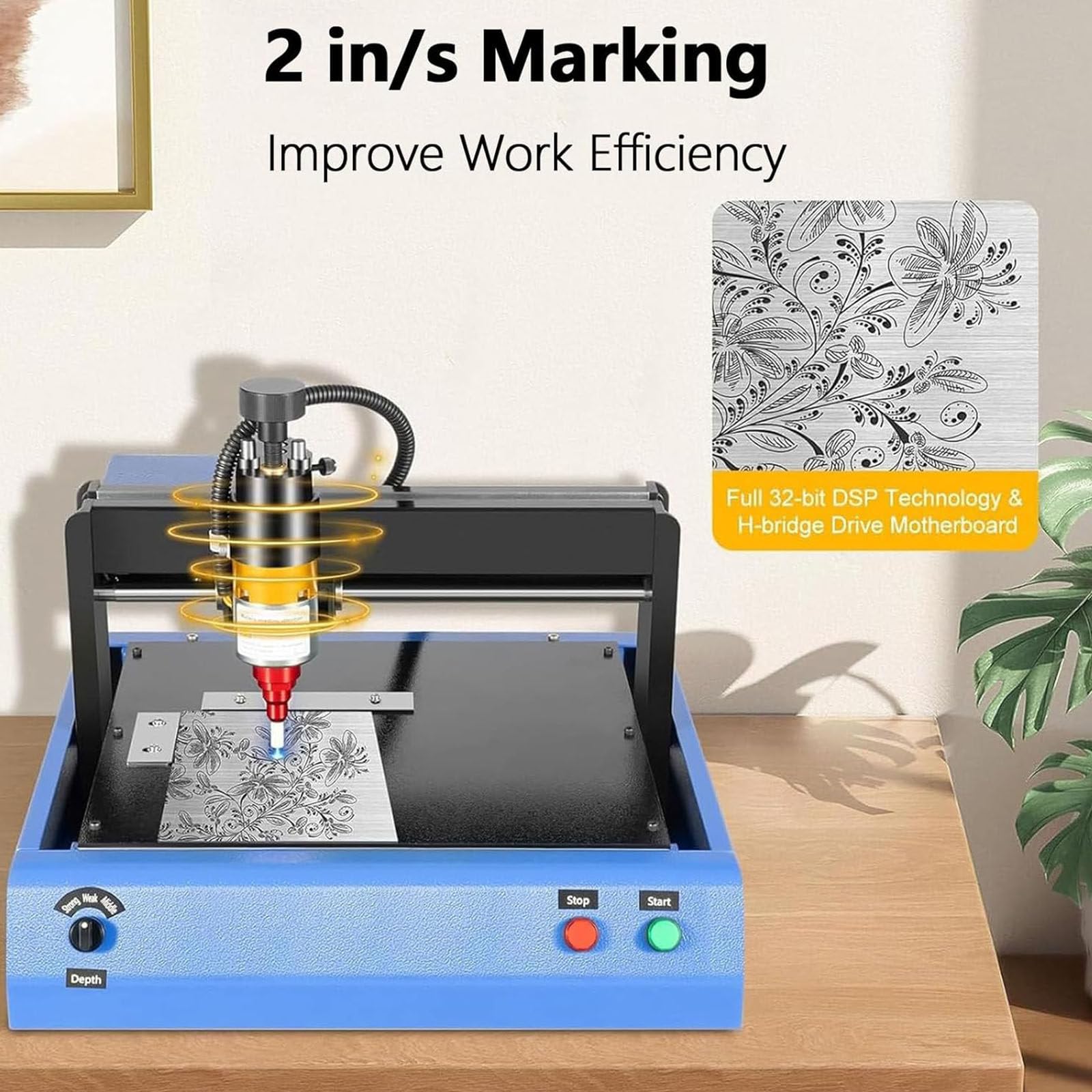 Machine à graver électrique pour le marquage du métal et du plastique, imprimante portable avec profondeur réglable, idéale pour les plaques nominatives, les cadres et les panneaux