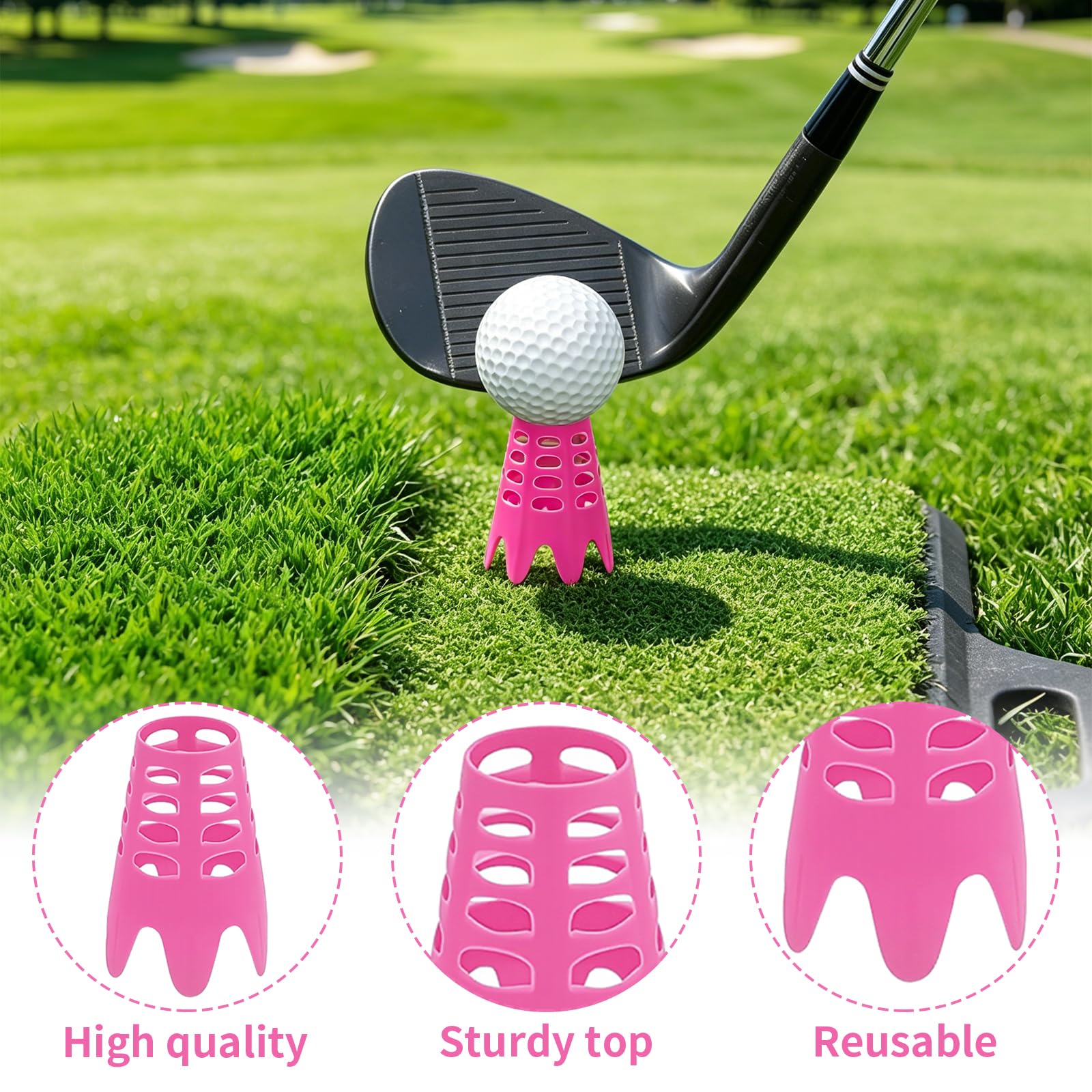 Tees Simulador Golf 27 Piezas, Tees de Golf de Plástico Ajustables en Altura, 2 Tamaños (18 Grandes + 9 Pequeños)