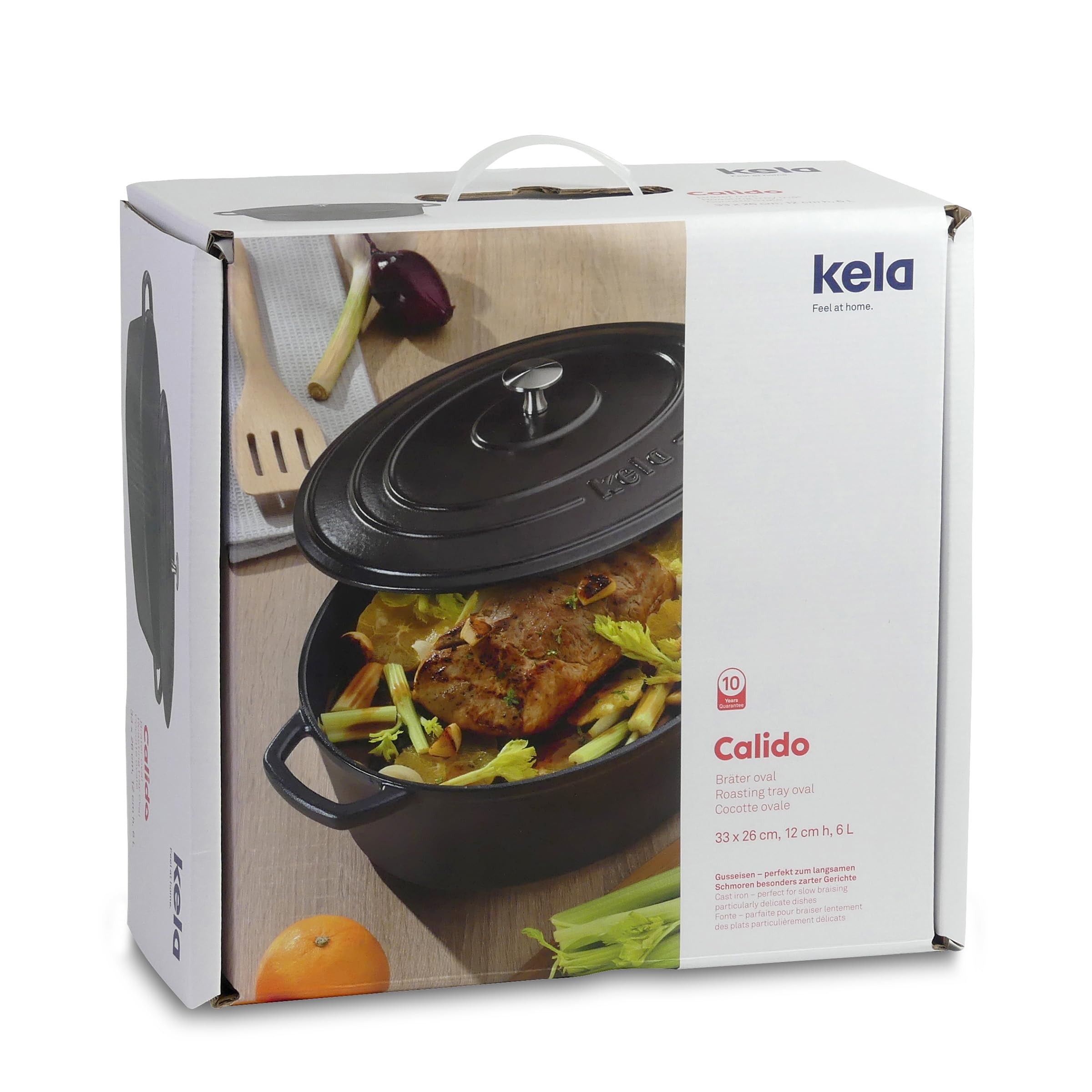 kela Torrefattore Ovale Calido Nero 6,5 Litri, 6.5 Litri, Cast Iron
