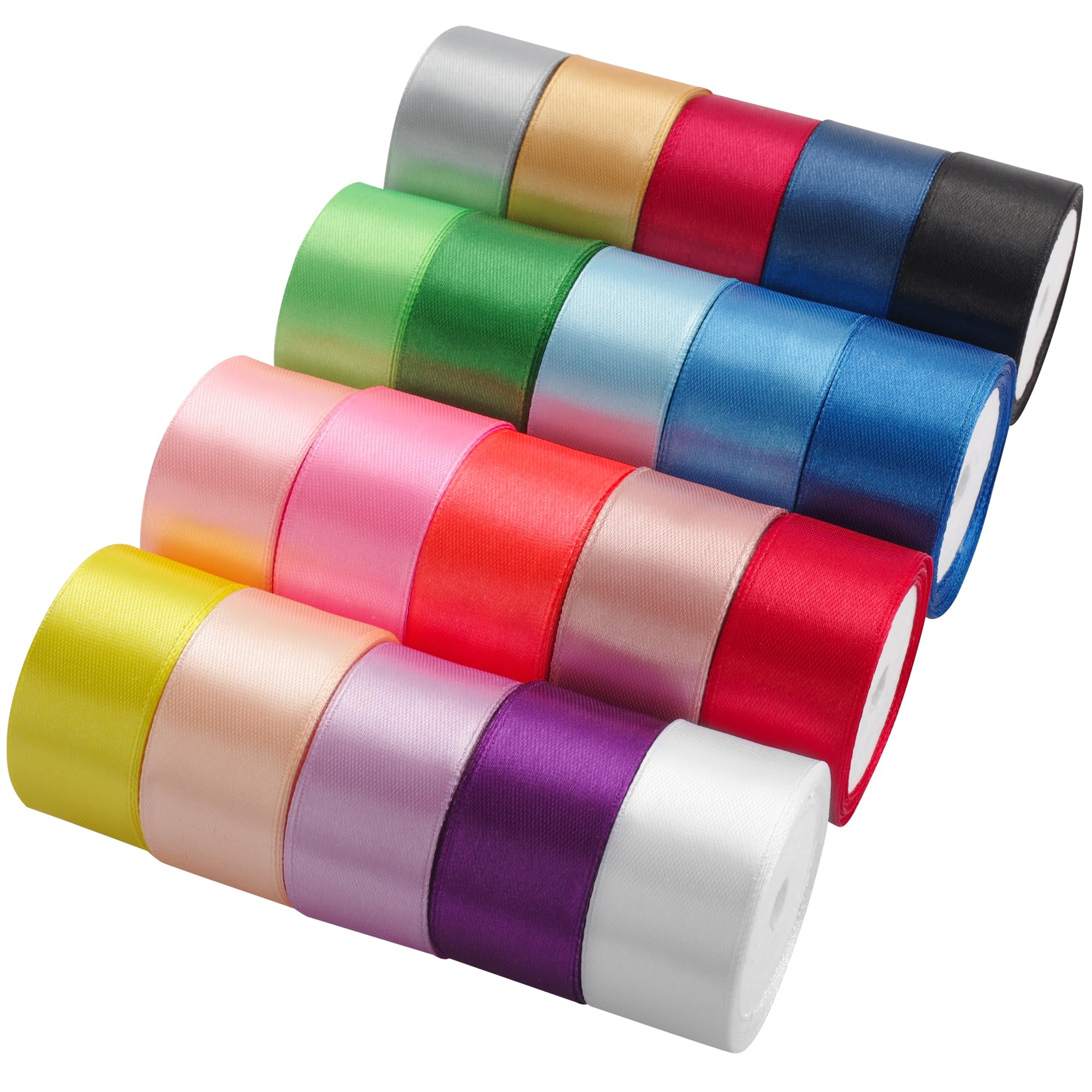 Amazon.com: LIUYAXI 1 Inch Satin Ribbon Set – 20 Rolls Rainbow