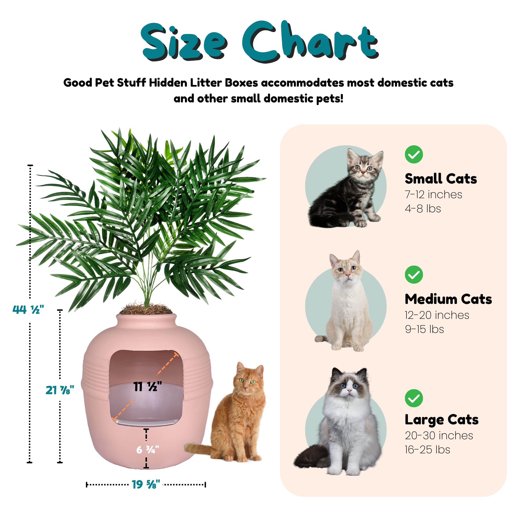 Good Pet Stuff Original kit de forro reutilizable y caja de arena oculta, maceta redonda cerrada con plantas artificiales, sistema de filtro de olor de carbono ventilado, fácil de limpiar, para gatos,