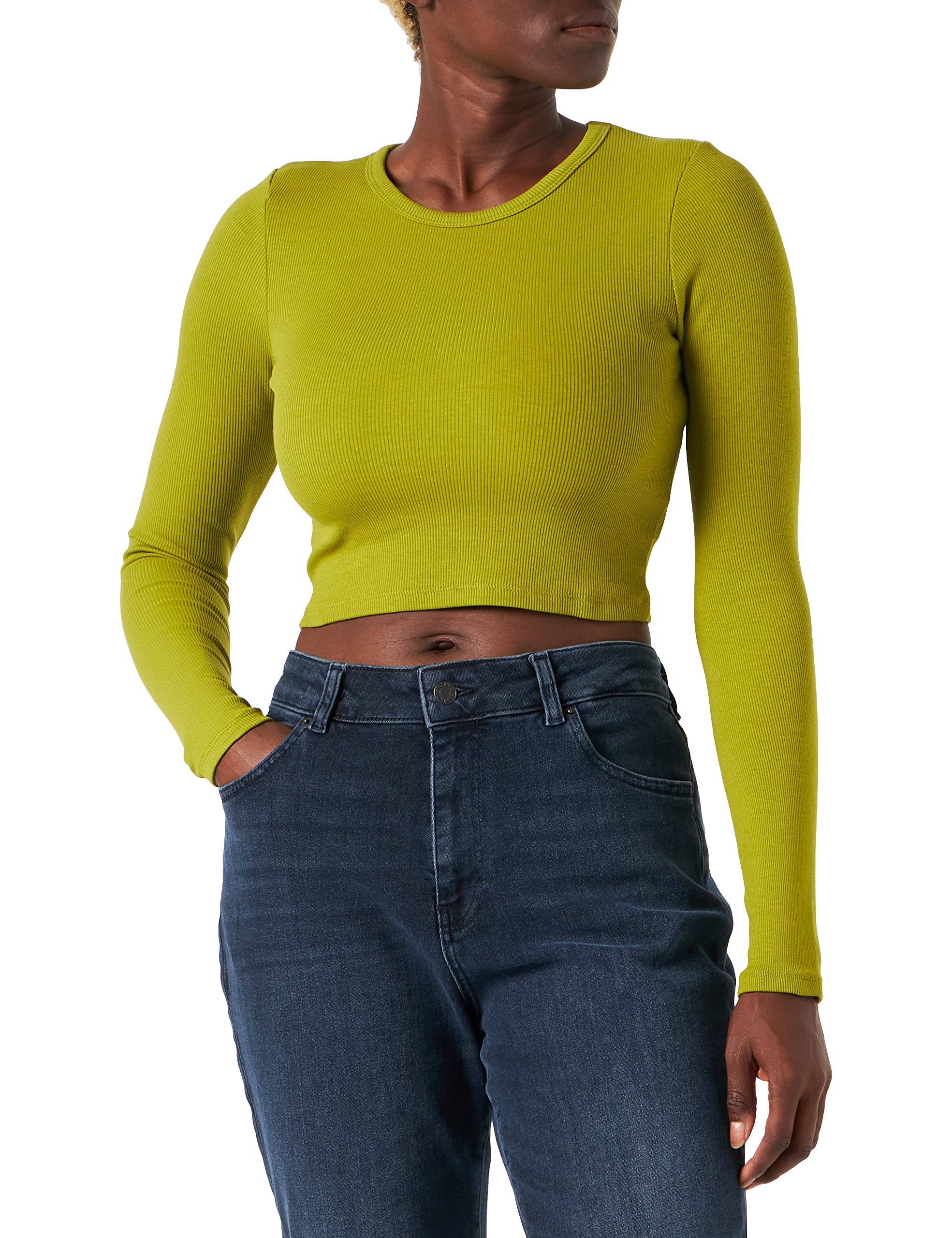 JJXX Women's Jxfeline Ls Rib Tee Noos Long Sleeve, Woodbine, M