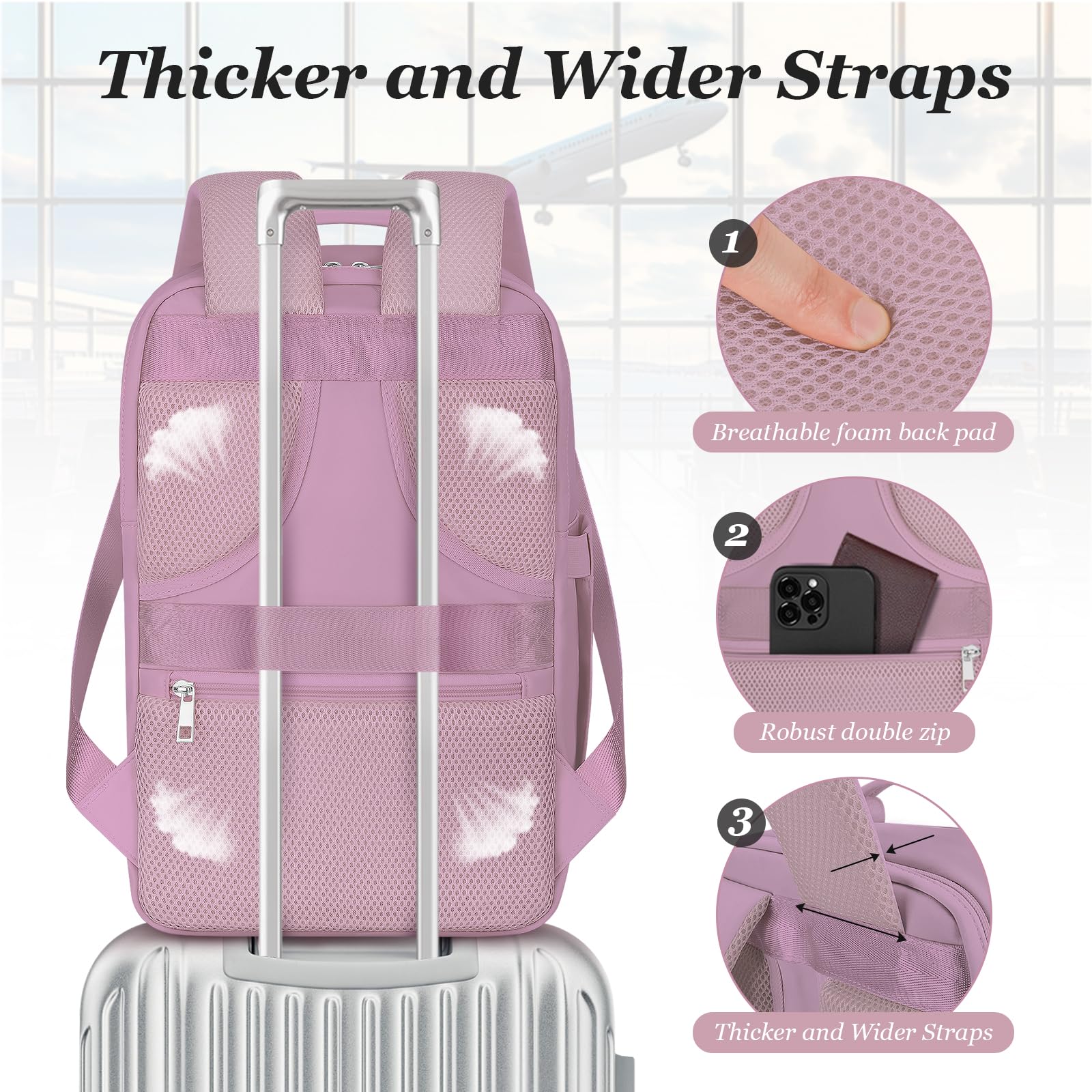 OTAHGK Borse da Cabina 40x20x25 per Ryanair Zaino da Viaggio Sotto il Sedile, Bagaglio a Mano Zaino da Cabina 20L, Zaino per Portatile Piccola Borsa da Viaggio Zaino Travel Viaggio-Viola