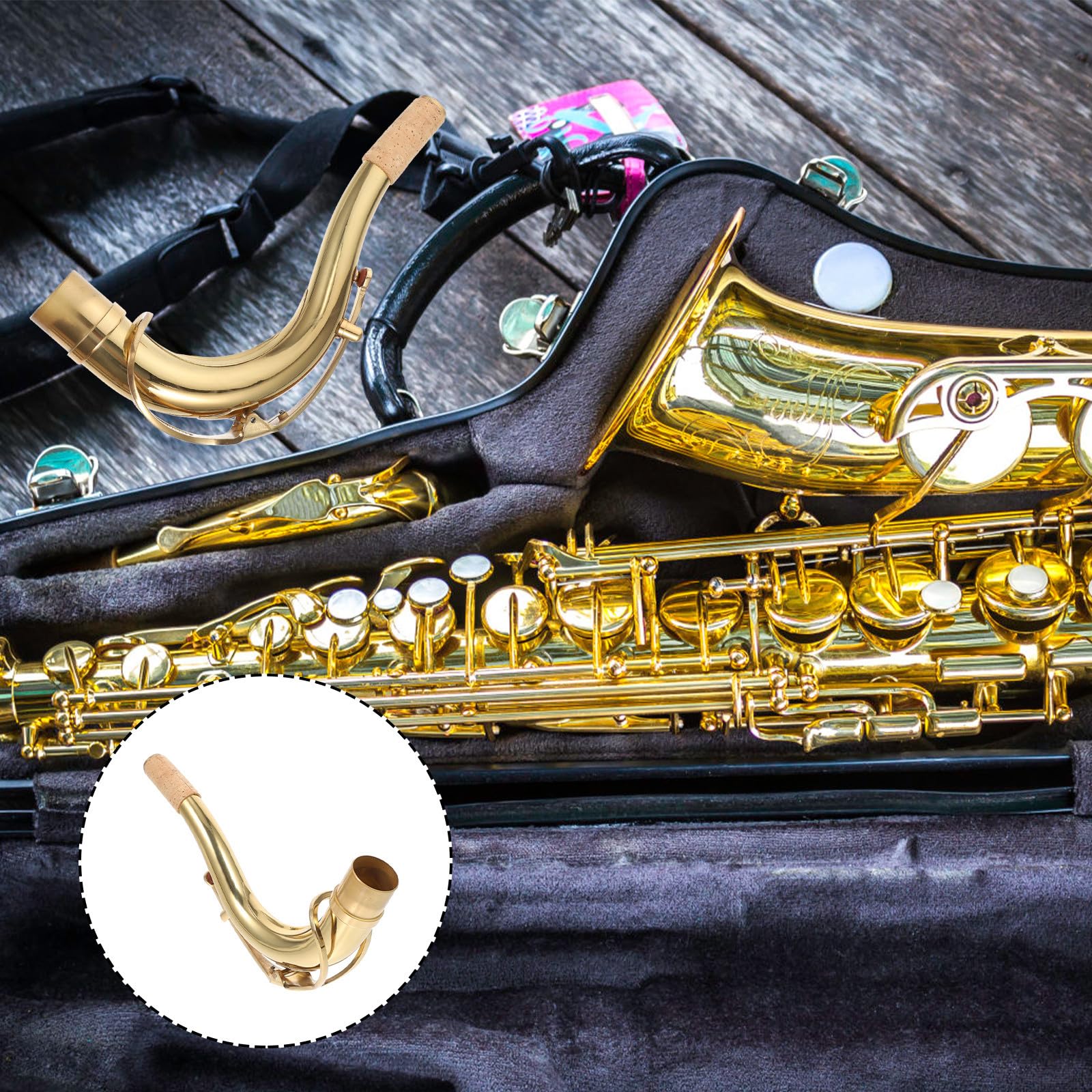 TOYANDONA Collo per Sassofono in Ottone Dorato, Accessorio di Ricambio Professionale e Conveniente per Sassofono, Parte di Sostituzione per Musicisti Amatori e Professionisti