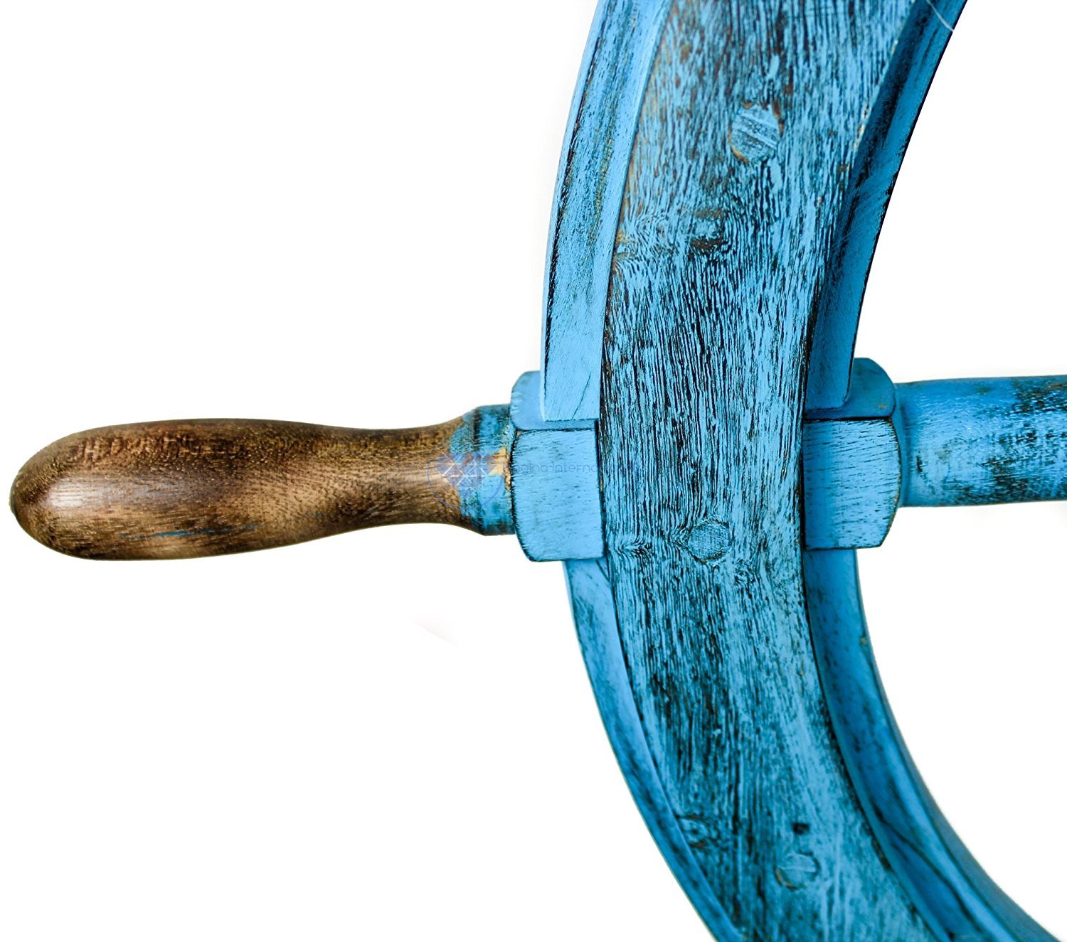 Roue De Bateau En Bois 91,4 Cm (36") - Décor Nautique Vintage Blanc Délavé - Décoration Murale Salon, Bureau, Restaurant - 5