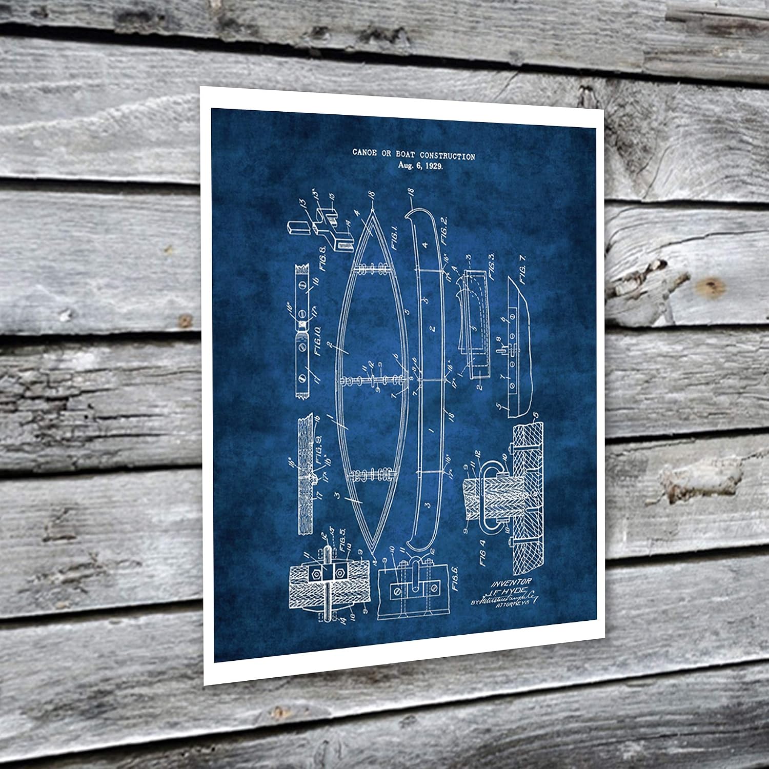 Gnosis Picture Archive Watersports Equipment Patent Art Prints Set of 6 Unframed Blueprints Blue White Coastal Decor