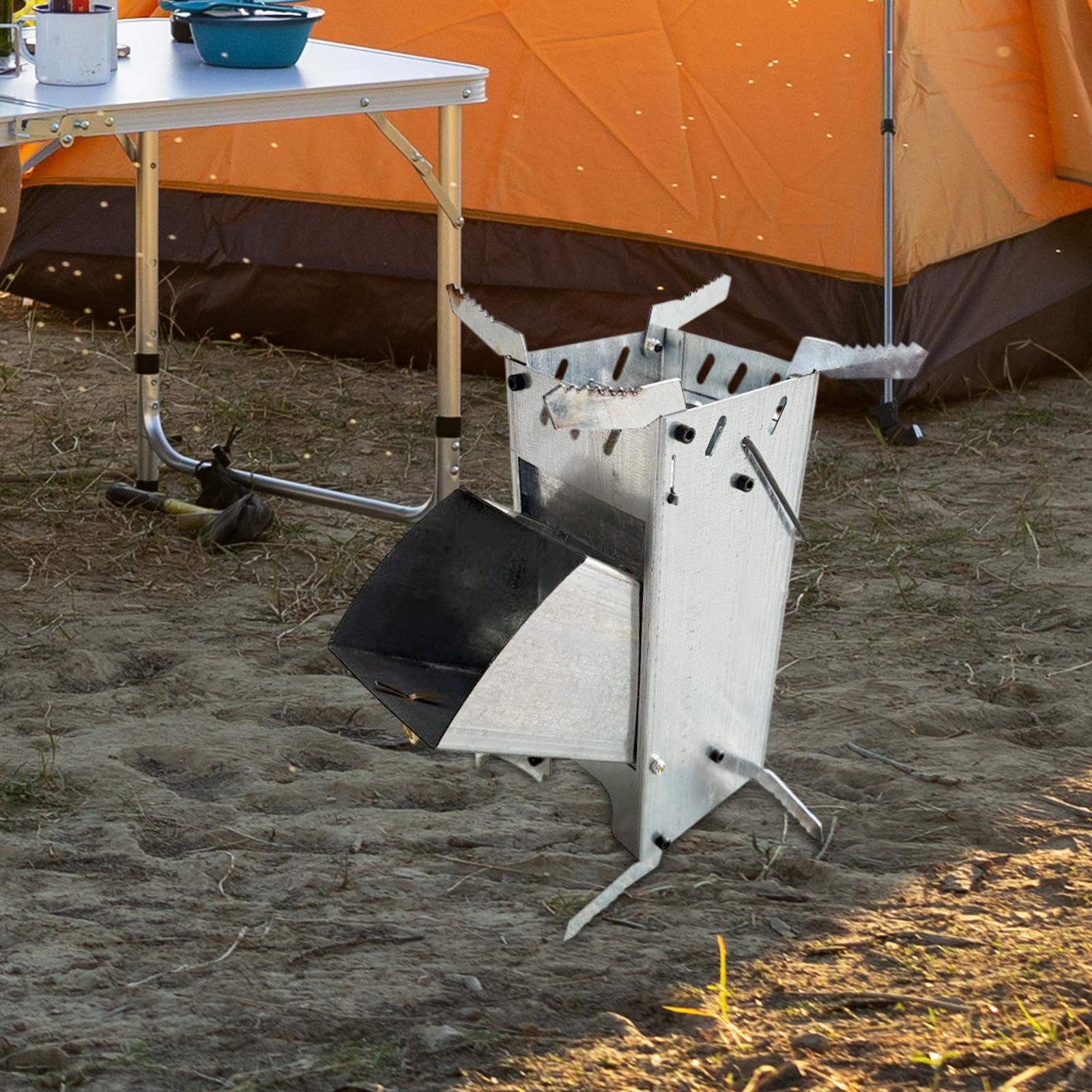 Amagogo Hornillo de Camping portátil, versátil, Compacto y Plegable de Metal, Ideal para picnics, Viajes, Pesca en el jardín y Otras Actividades al