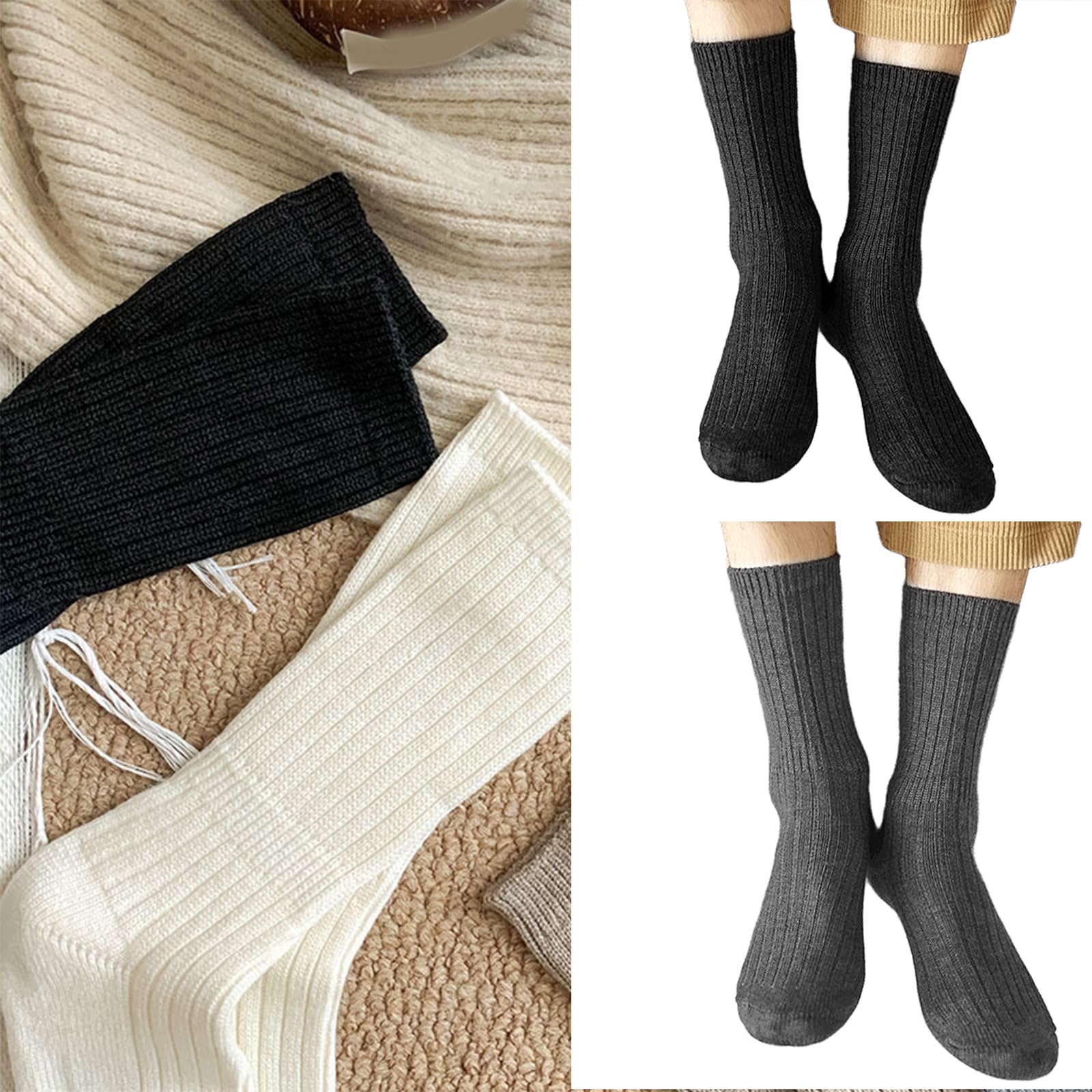 Dsgzkk Wool Socks for Men,Thick Winter Hiking Socks,Breathable Warm Crews Socks Dress Socks Business Socks Cotton Ankle