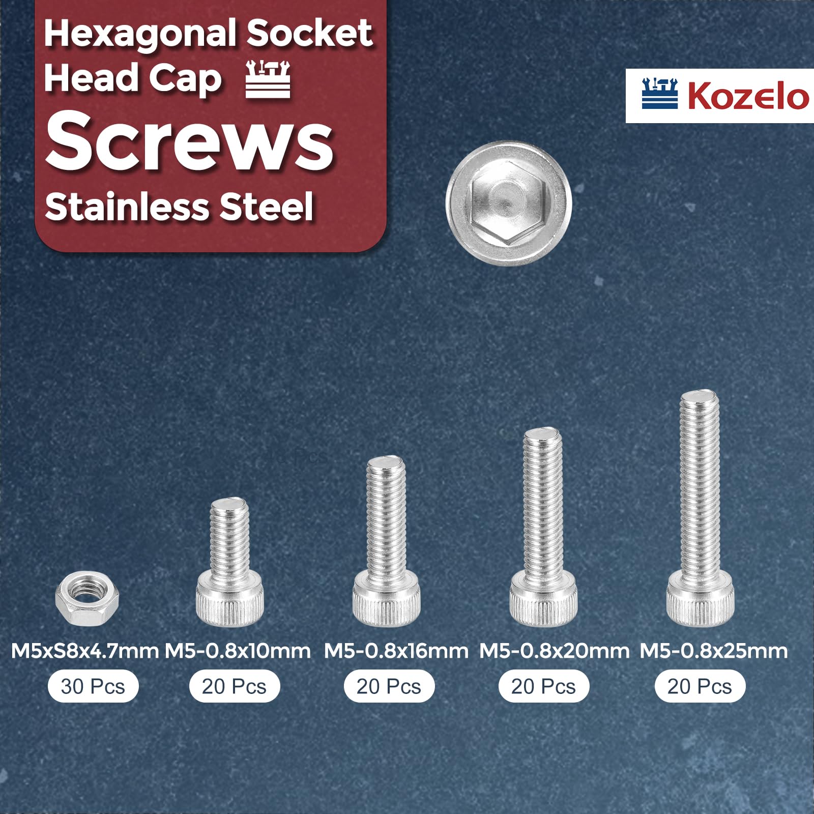 Kozelo 110pcs M2 Socket Head Cap Screws Bolts Nuts Assortment Kit - Image 2