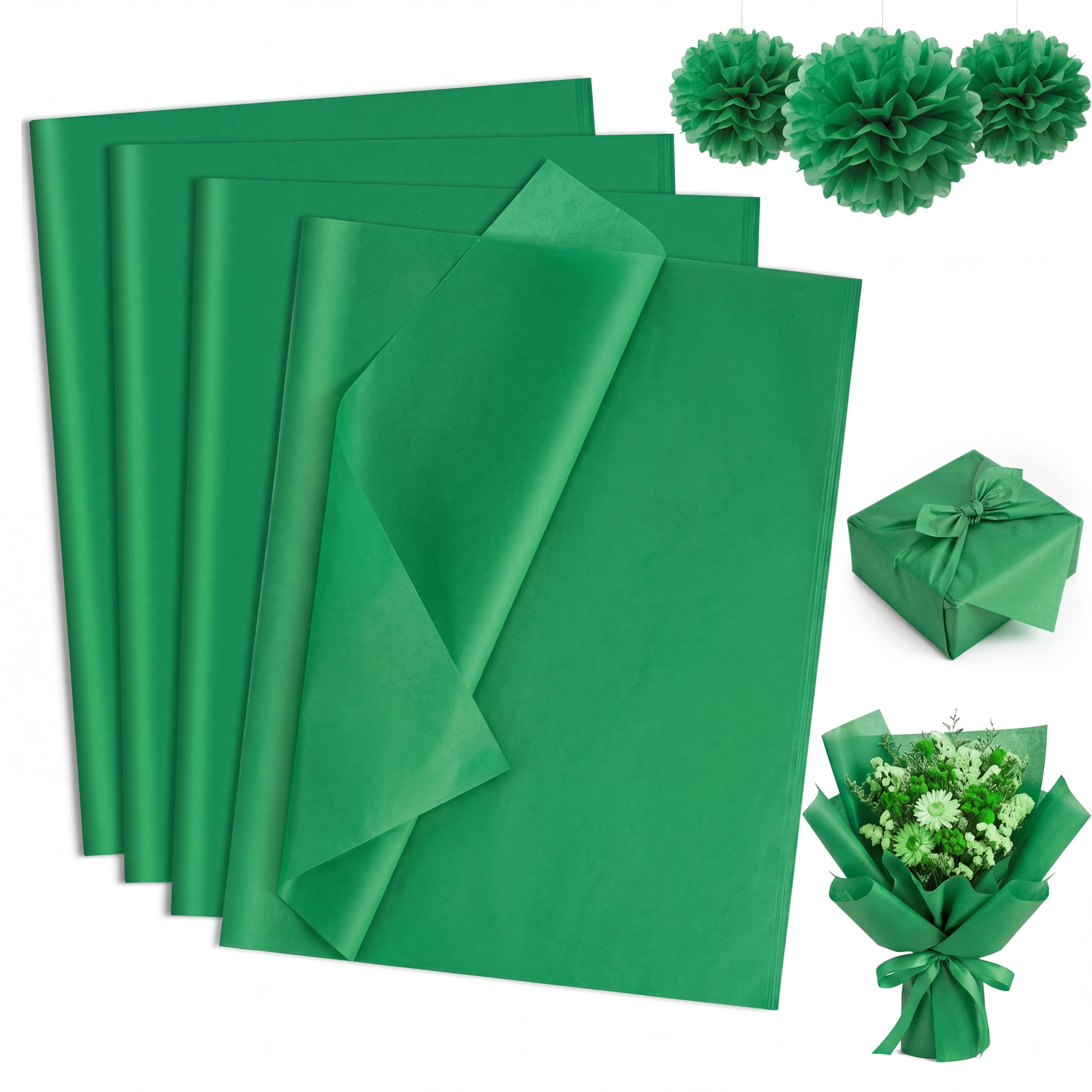 woric 160 Sheets Green Tissue Paper for Gift Bags 20 X 14 Inches
