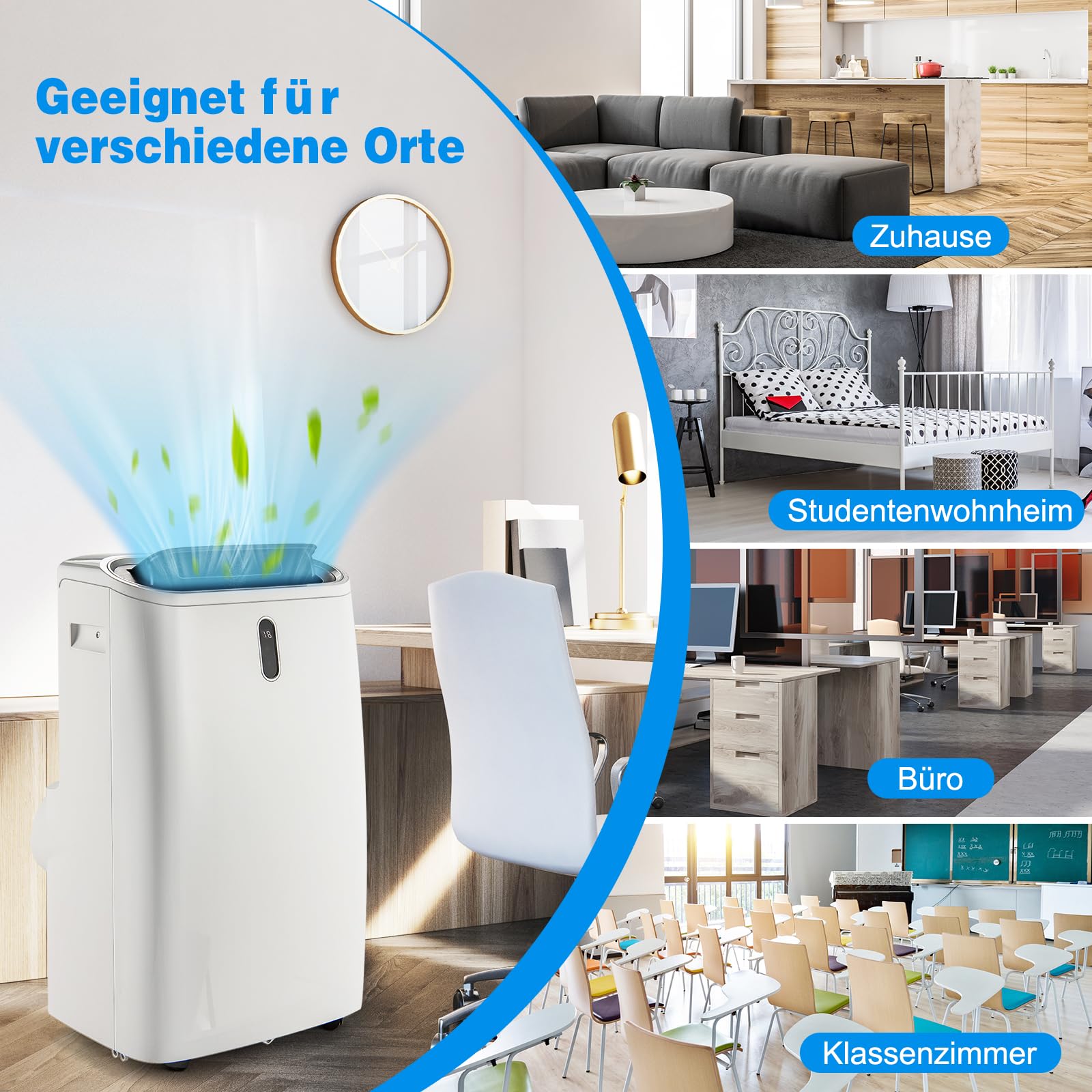 GYMAX Klimaanlage Mobil, 16000 BTU Klimagerät mit Abluftschlauch | Kühlen, Heizen, Entfeuchten, Belüften, Schlafmodus, 3 Windgeschwindigkeiten, 24H-Timer, WIFI
