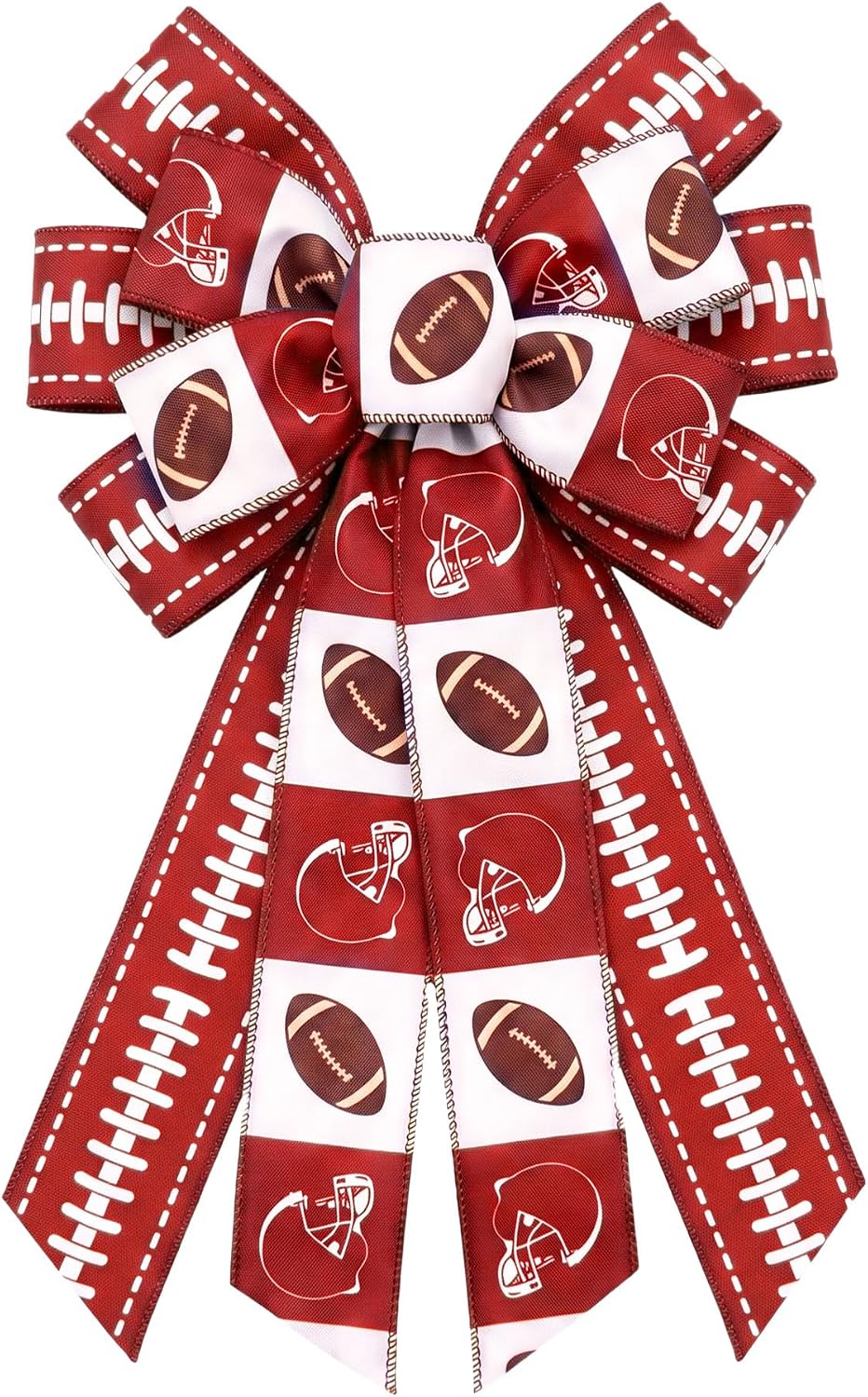 Hying Large Football Bows for Wreath, 11.5 x 20.8 Inch Red White Bow