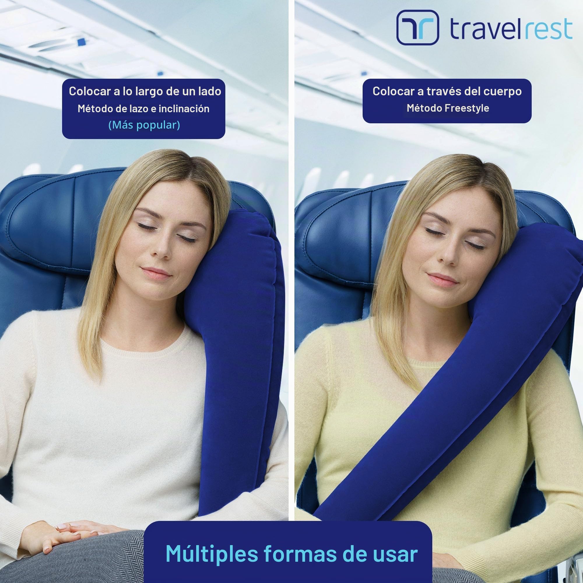 travelrest - Almohada Esencial de Viaje Todo en uno - Soporte Corporal para Dormir en Viajes, Compacto y cómodo, Duradero y Lavable, Accesorio de Viaje para vuelos Largos y Viajes por Carretera.