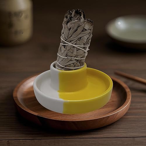Vista 31 de Soporte para salvia, quemador de salvia blanca, cuenco para manchas, soporte para Palo Santo, soporte para incienso, paquete de soporte de incienso