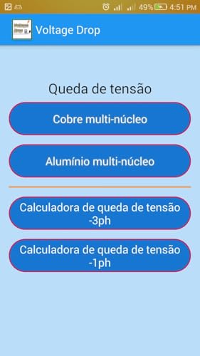 Calculadora de queda de tensão elétrica