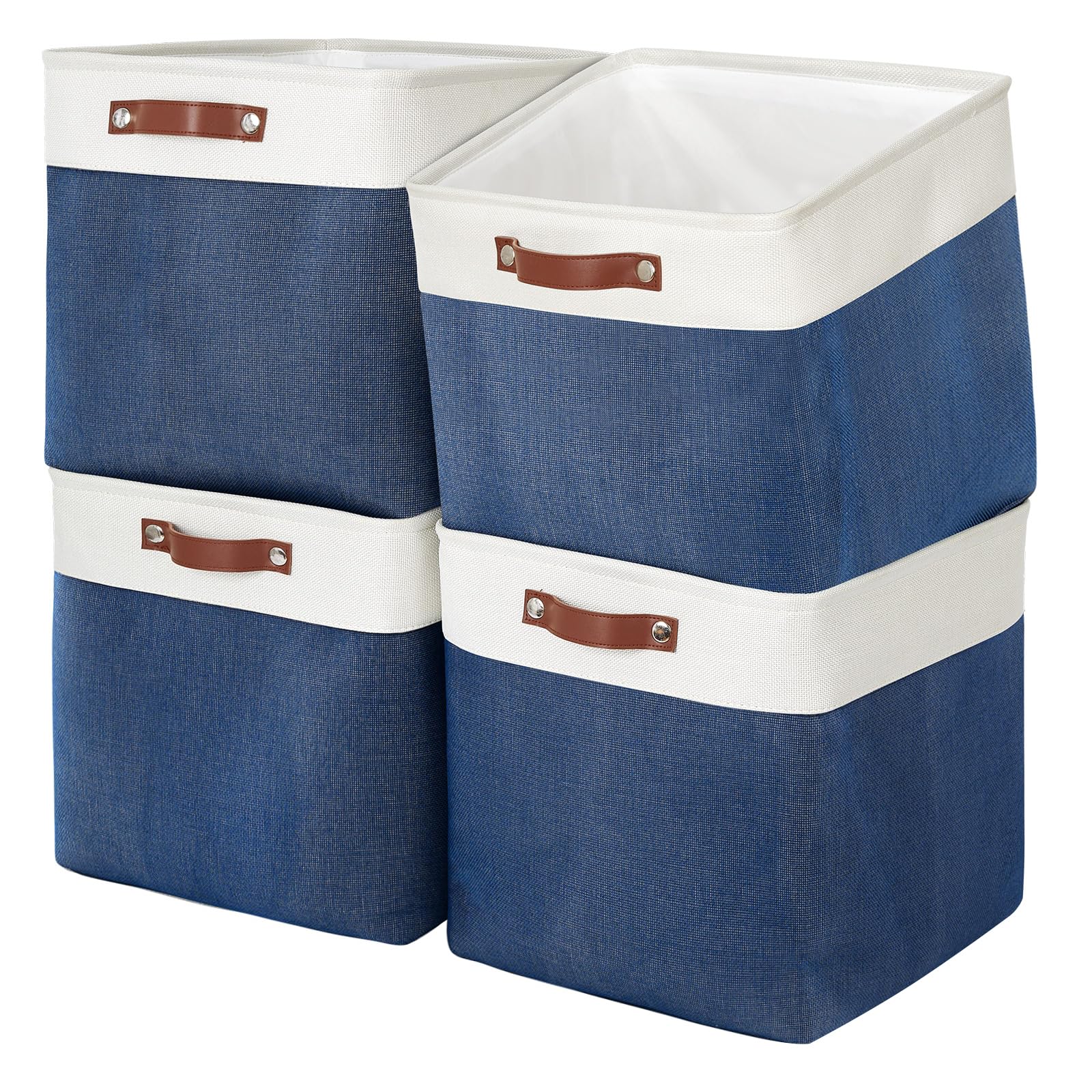 Pulnimus Cube Storage Bins Large Organizer Baskets - 11x11x11 Fabric Closet Storage Collapsible Organizer Baskets with Handles for Organizing Clothes Toys Nursery Shelves