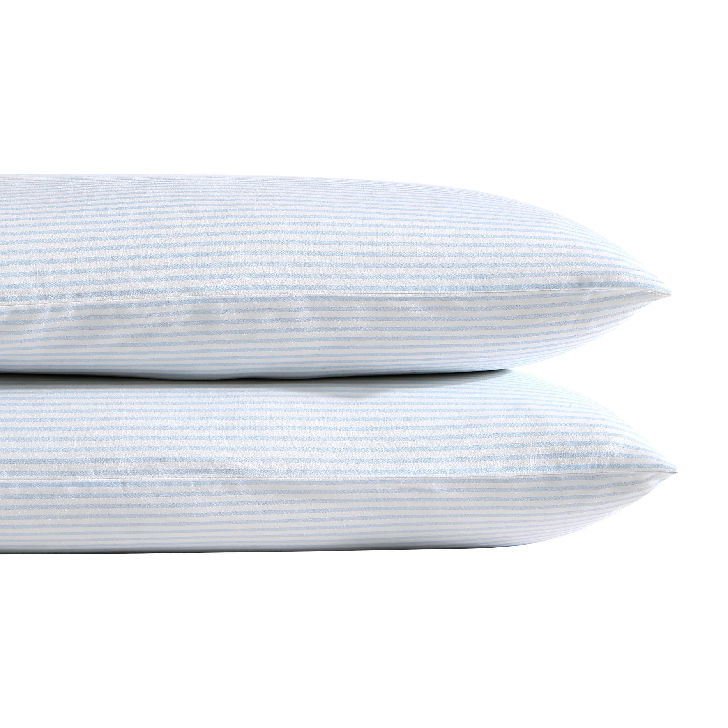 Laura Ashley Home - Standard Pillowcase Set, Breathable Percale Cotton Bedding, Crisp & Cool Home Decor (Ramona Blue, 2 Piece) (USHSHC1226257)