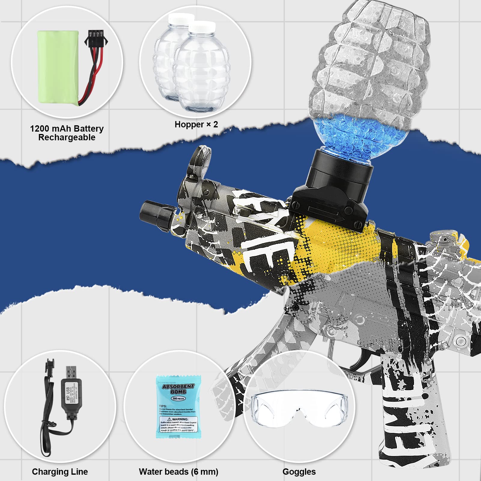 Gel Ball Blaster Gun, Electric Splatter Ball Gun, Ammo Pistol Gel Ball