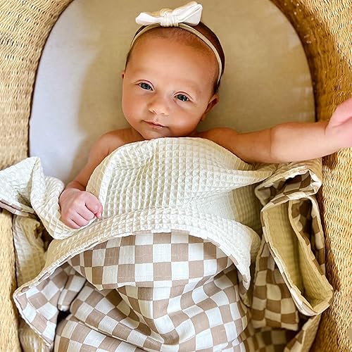 Miniatura 4 de LifeTree Mantas neutrales de muselina para bebé, mantas de muselina para niños y niñas, 2 capas para cuna, manta de recepción con parte delantera de