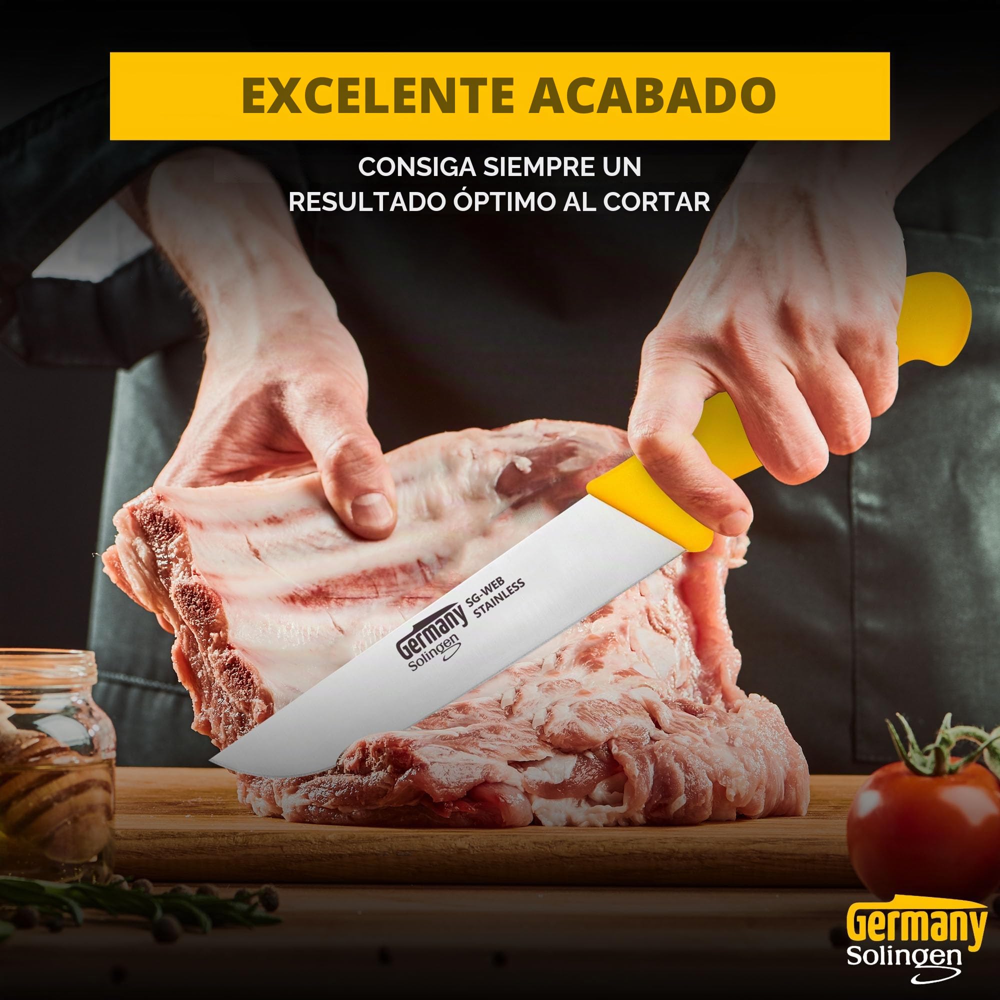 Germany Solingen Juego de cuchillos profesionales de 3 piezas, cuchillo para matar con mango antideslizante para carniceros profesionales y cocinero aficionado, juego de 3 cuchillos de carne