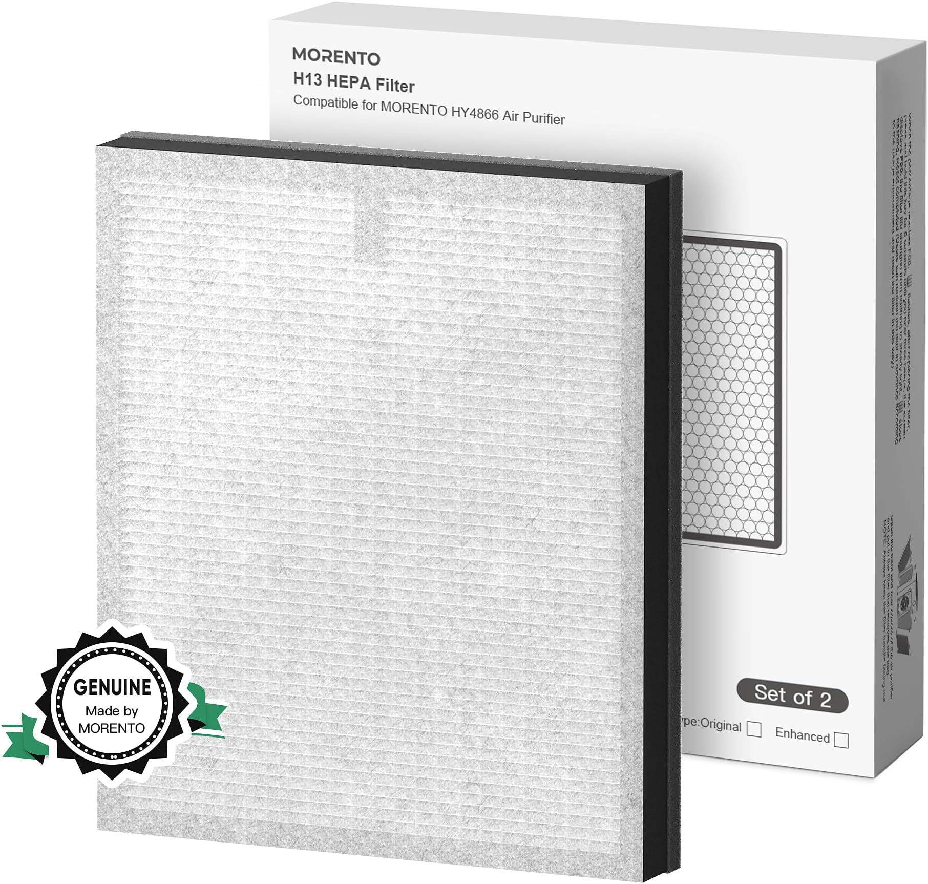 MORENTO HY4866 Air Purifier Replacement Filter for HY4866 Air Purifer (2 Pack, Enhanced Version)