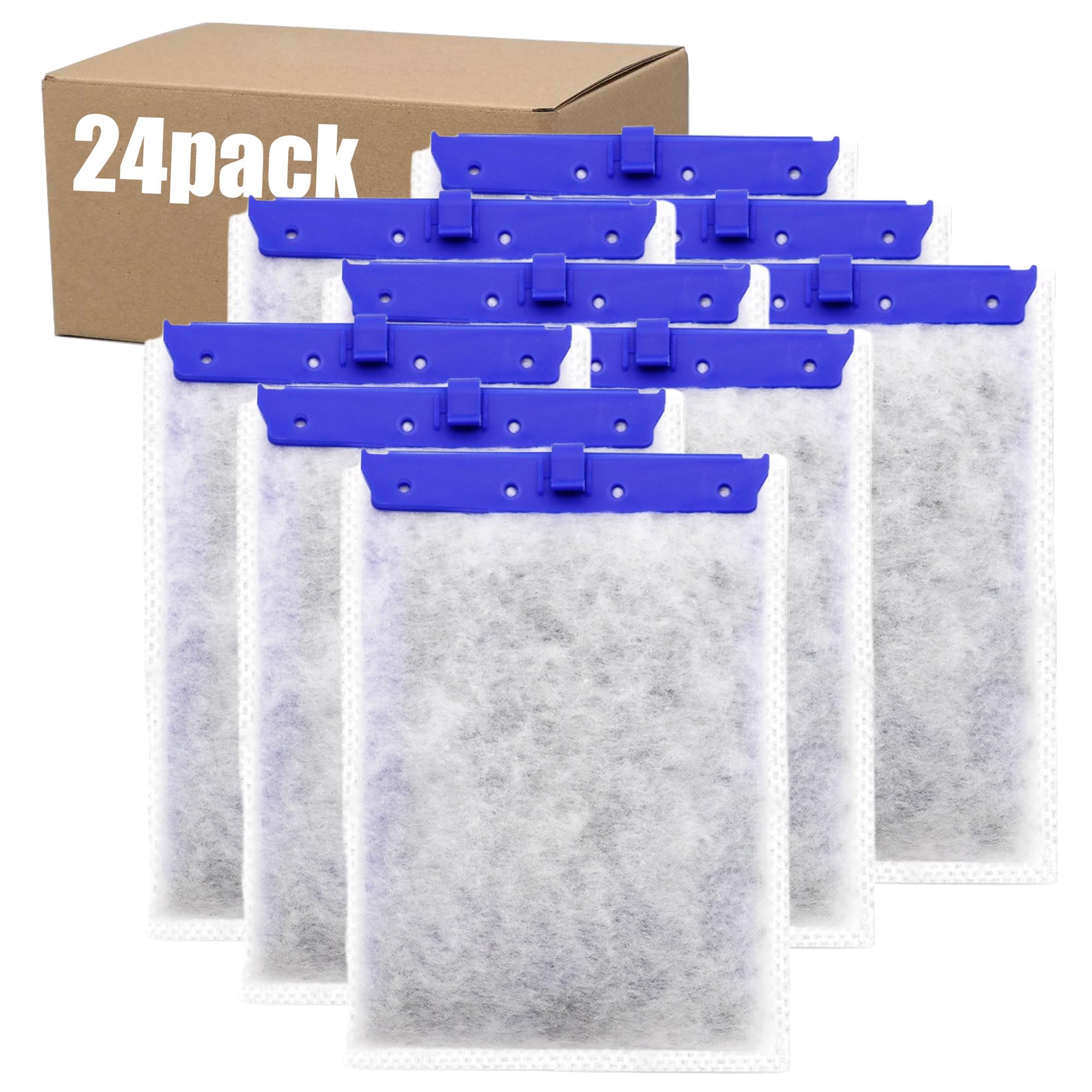 Paquete de 24 cartuchos de filtro de acuario grandes compatibles con la serie de filtros Whisper Bag para modelos 20i, 40i/IQ20, 30, 45, 60/PF20, 30, 40, 60