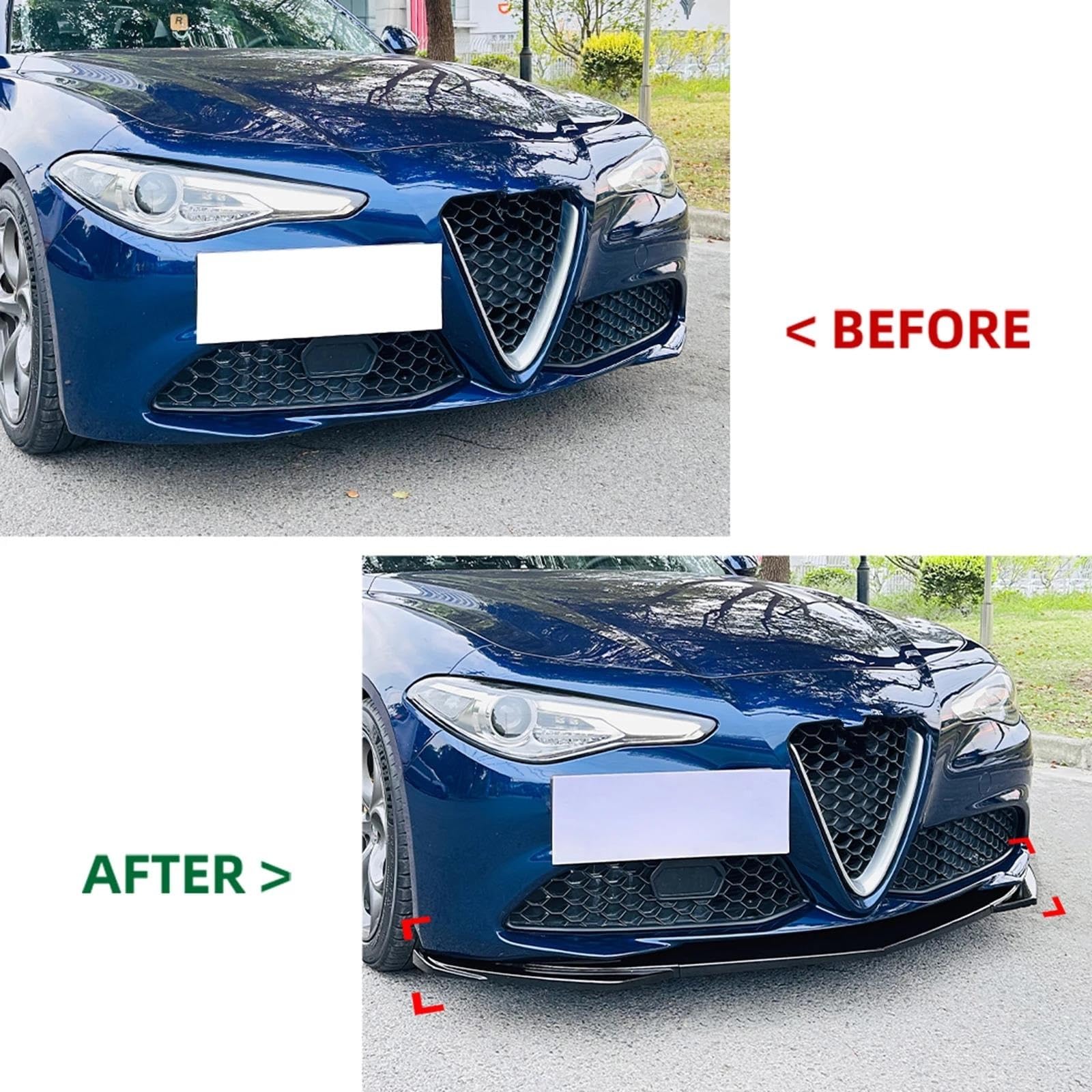 Spoiler paraurti anteriore per Alfa per Romeo per Giulia 952 2015-2024, lama di protezione inferiore per carrozzeria Kit spoiler anteriore(Nero lucido)
