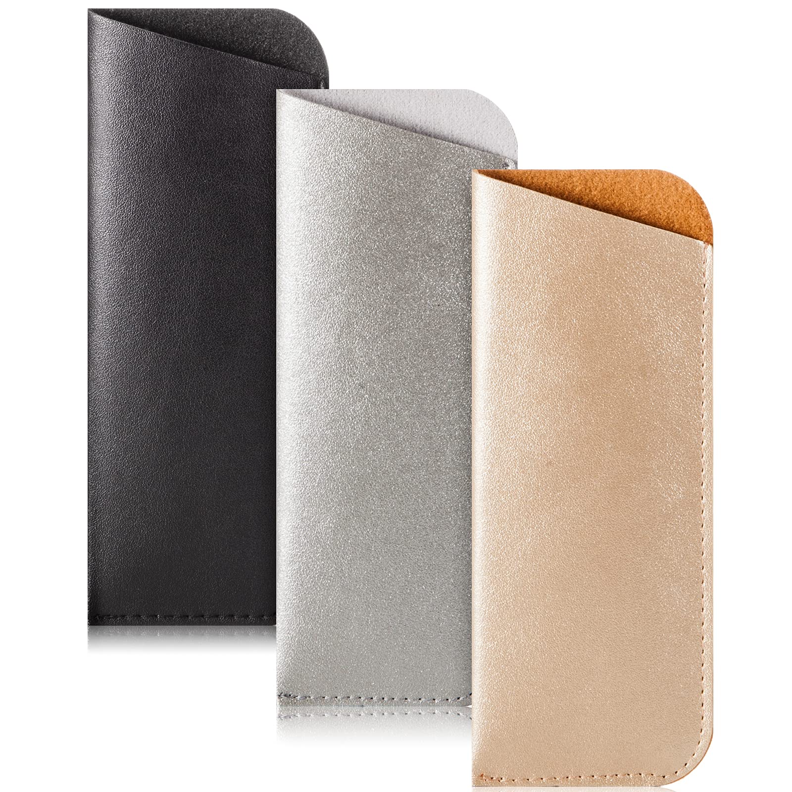 TRIUMPH VISION 3 Pack Glasses Pouch Slim - Soft Eyeglasses Bag Spectacles Sleeve Portable Cloth Eyewear Case Sunglasses Case