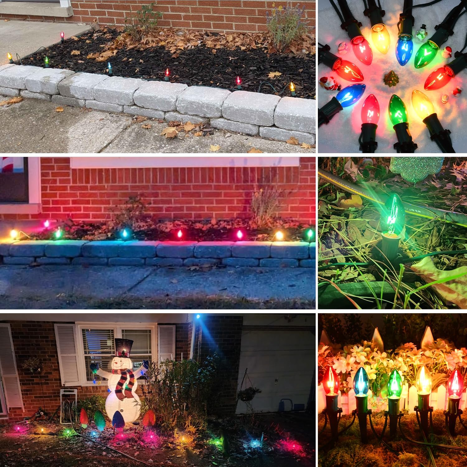 38 Feet C9 Christmas Pathway Lights Outdoor Walkway Lights with 25 Pack Multicolor C9 Stake Light Waterproof for Christmas Outdoor Decorations for Garden Landscape Yard Path Sideway, 7W