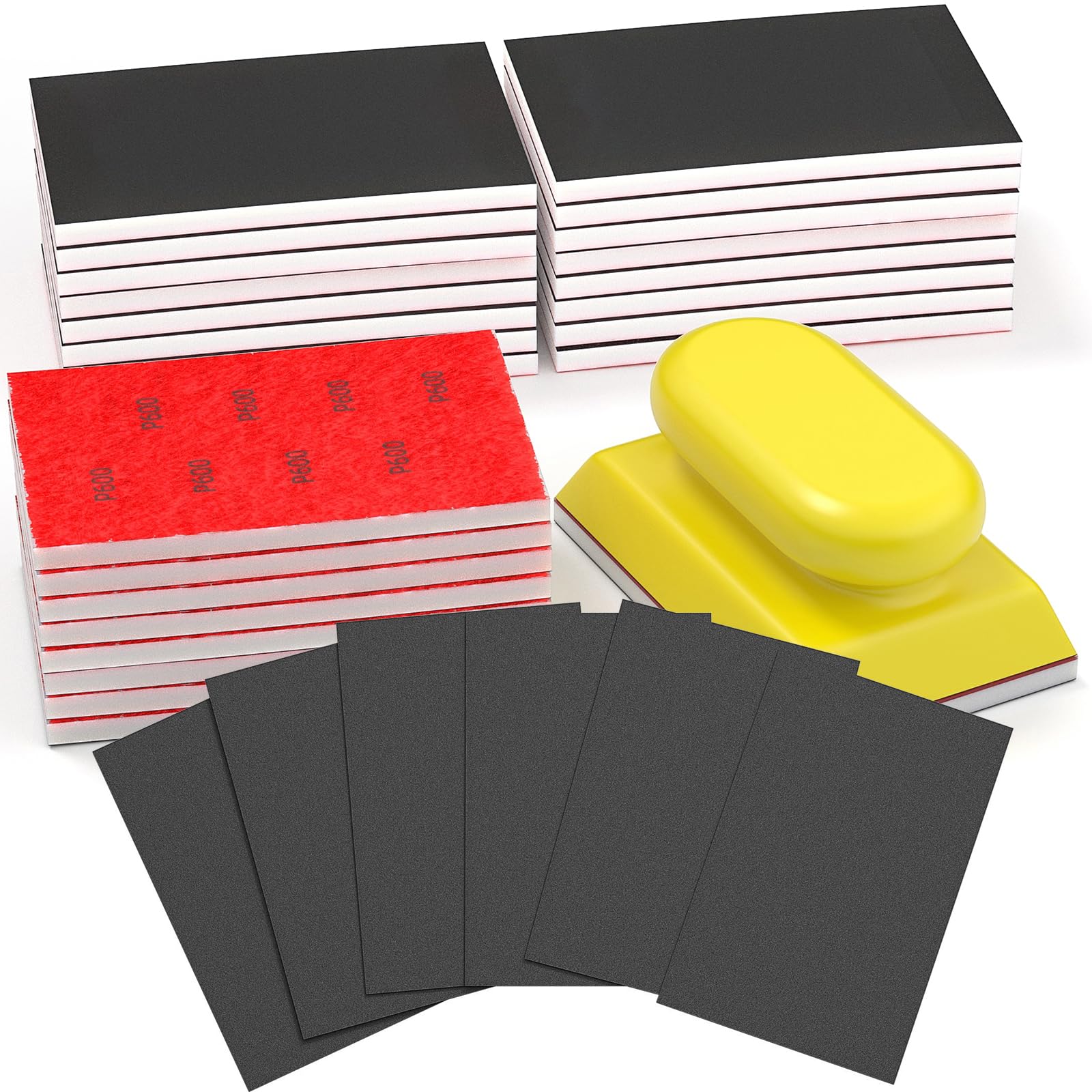 BURMONG Sanding Sponge Set - 25 Blocks & Hand Block -8