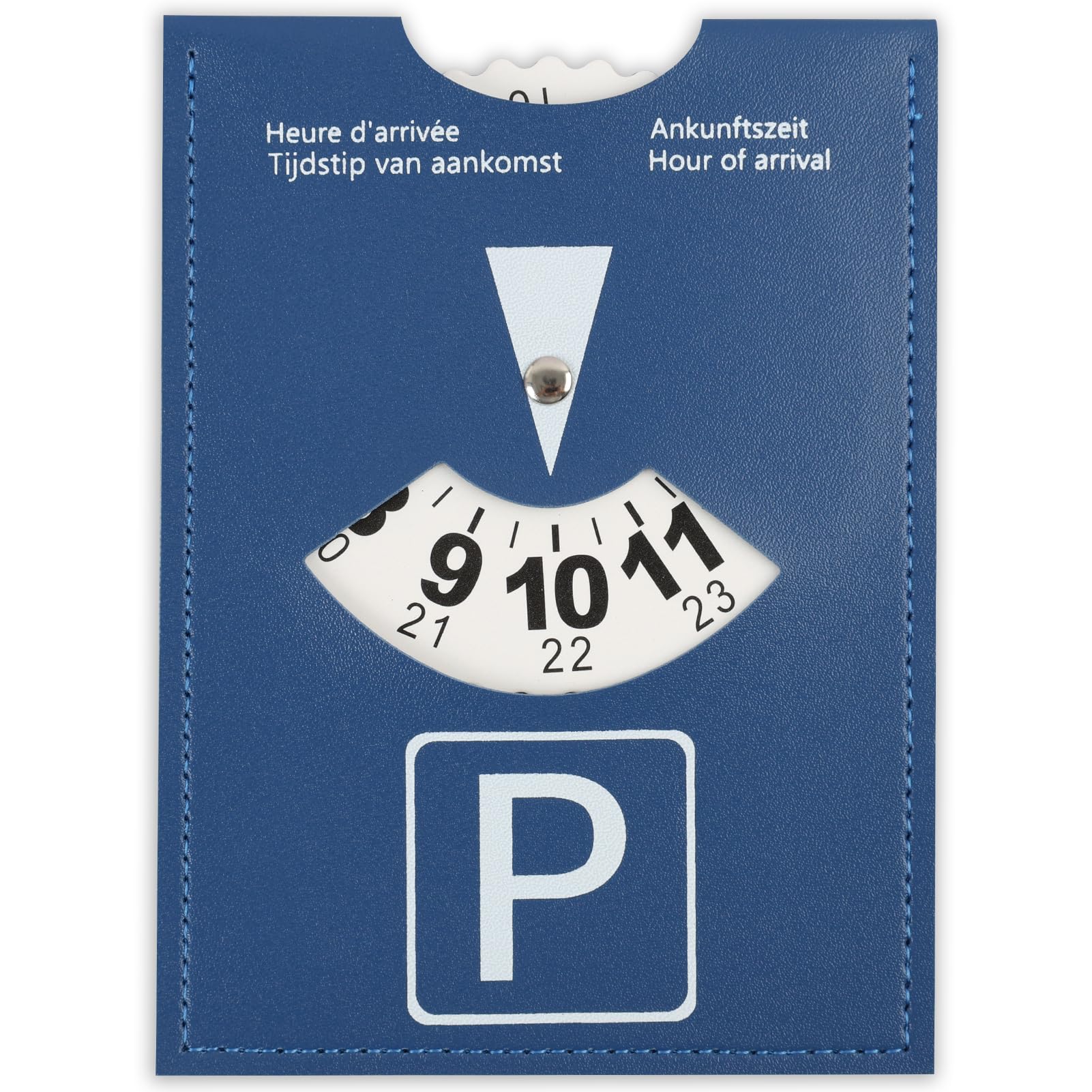 Disco Horario en PU Suave Azul, Modelo Maxi 11x15cm para Zona Azul Europea, Indicador Manual de Hora de Llegada, Disco de Aparcamiento, Accesorios Coche