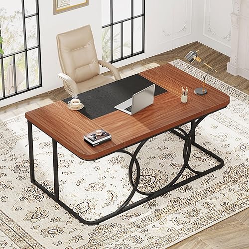 Tribesigns Escritorio para computadora de oficina de 62.2 pulgadas, escritorio ejecutivo grande con marco de metal, escritorio de escritura simple,