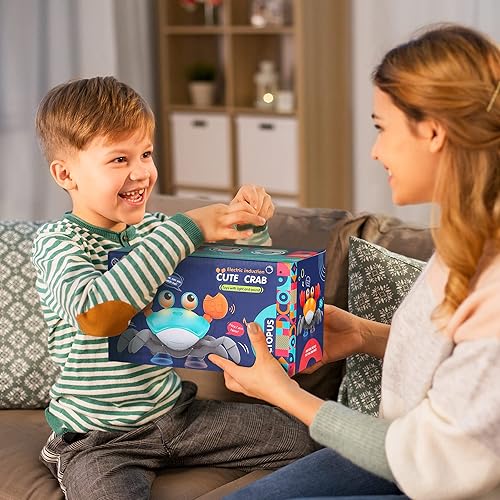 Miniatura 7 de Hirger Juguete de cangrejo gatero juguetes para el tiempo de abdomen juguete interactivo para caminar y bailar juguetes para bebés con música e