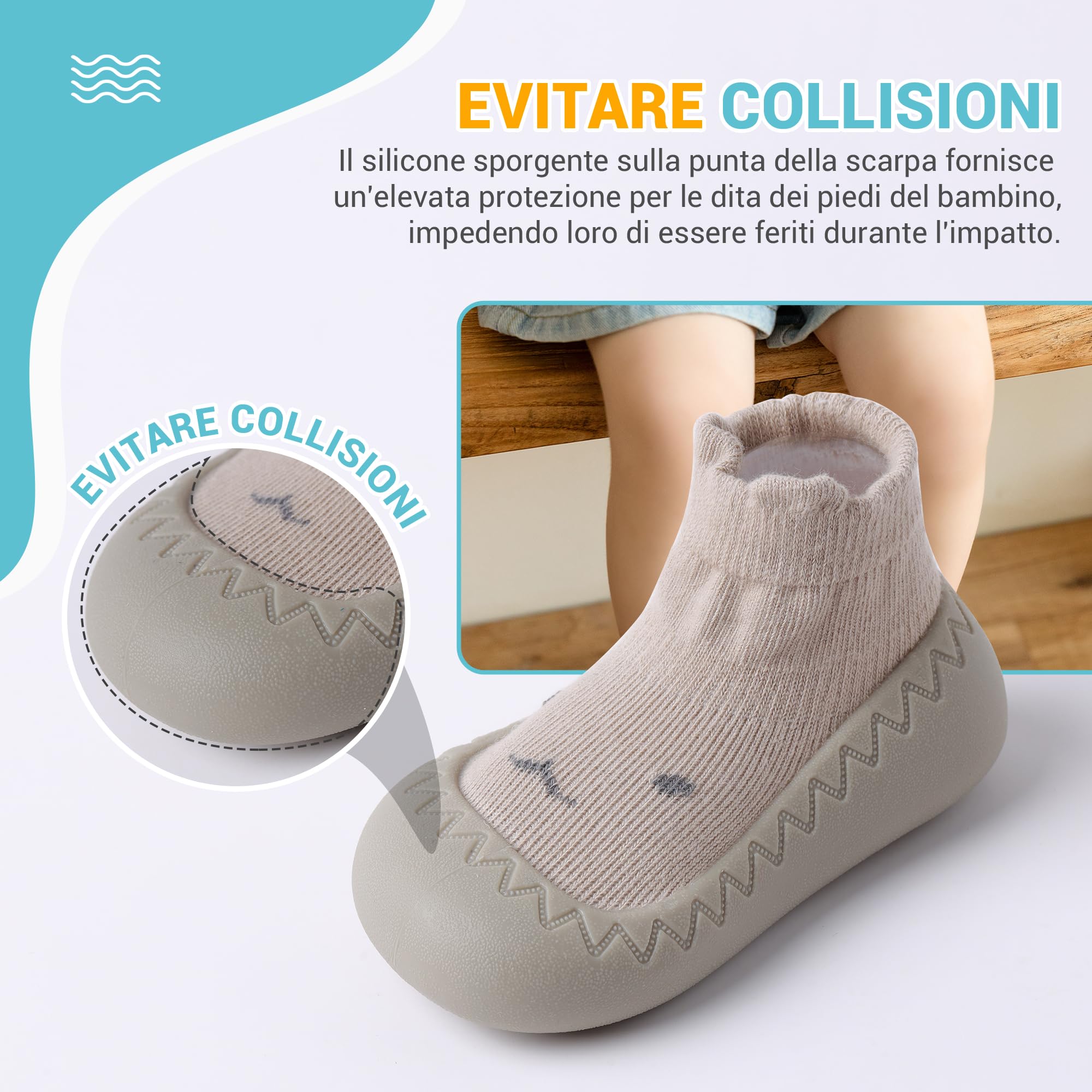 XQ&XG Calzini Scarpe Antiscivolo per Bambini, Scarpe Primi Passi Neonato, Suola Morbida Antiscivolo, Scarpe Traspiranti per Bambino Unisex Calzino Pantofole