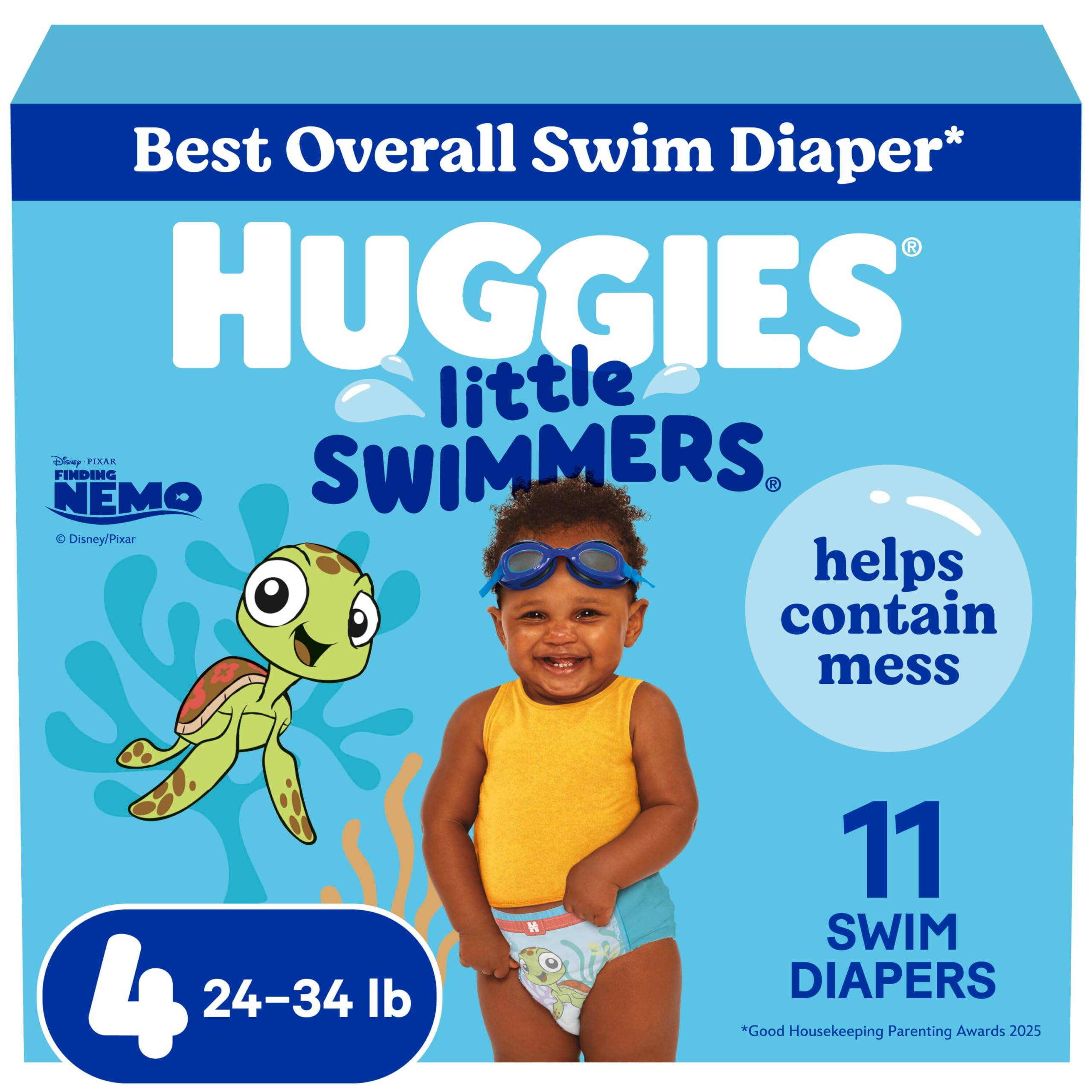 Huggies Little Swimmers Disposable Swim Diapers, Swimpants, Size 4 Medium (24-34 lb.), 11 Ct. (Packaging May Vary)