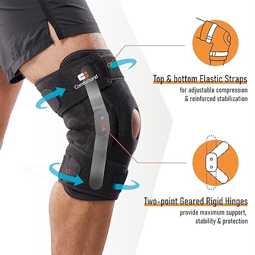 Miniatura 2 de Rodillera ajustable con bisagras, con bisagras policéntricas de doble cara, rodillera estabilizadora para lesiones de ligamentos ACL PCL MCL,
