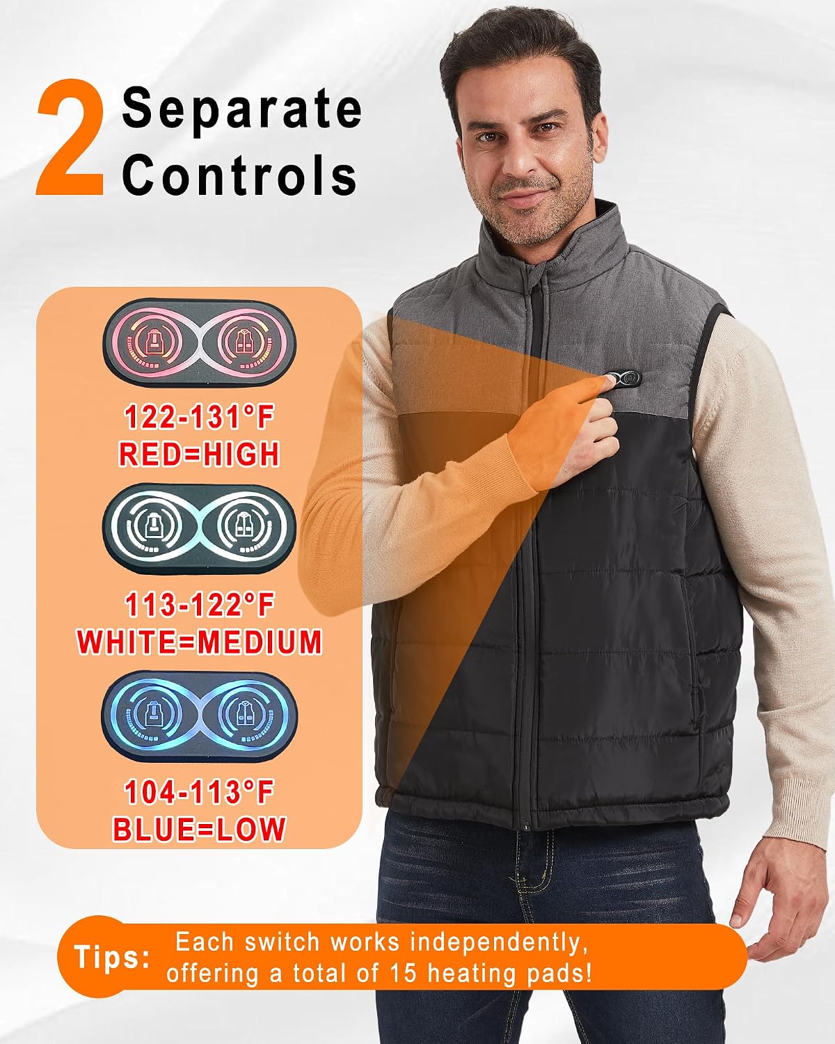 Ejoy Heated Vest - Heating Clothes for Men Lightweight Warm Waistcoat Women's Heat Jacket vest Outdoor(no Battery)