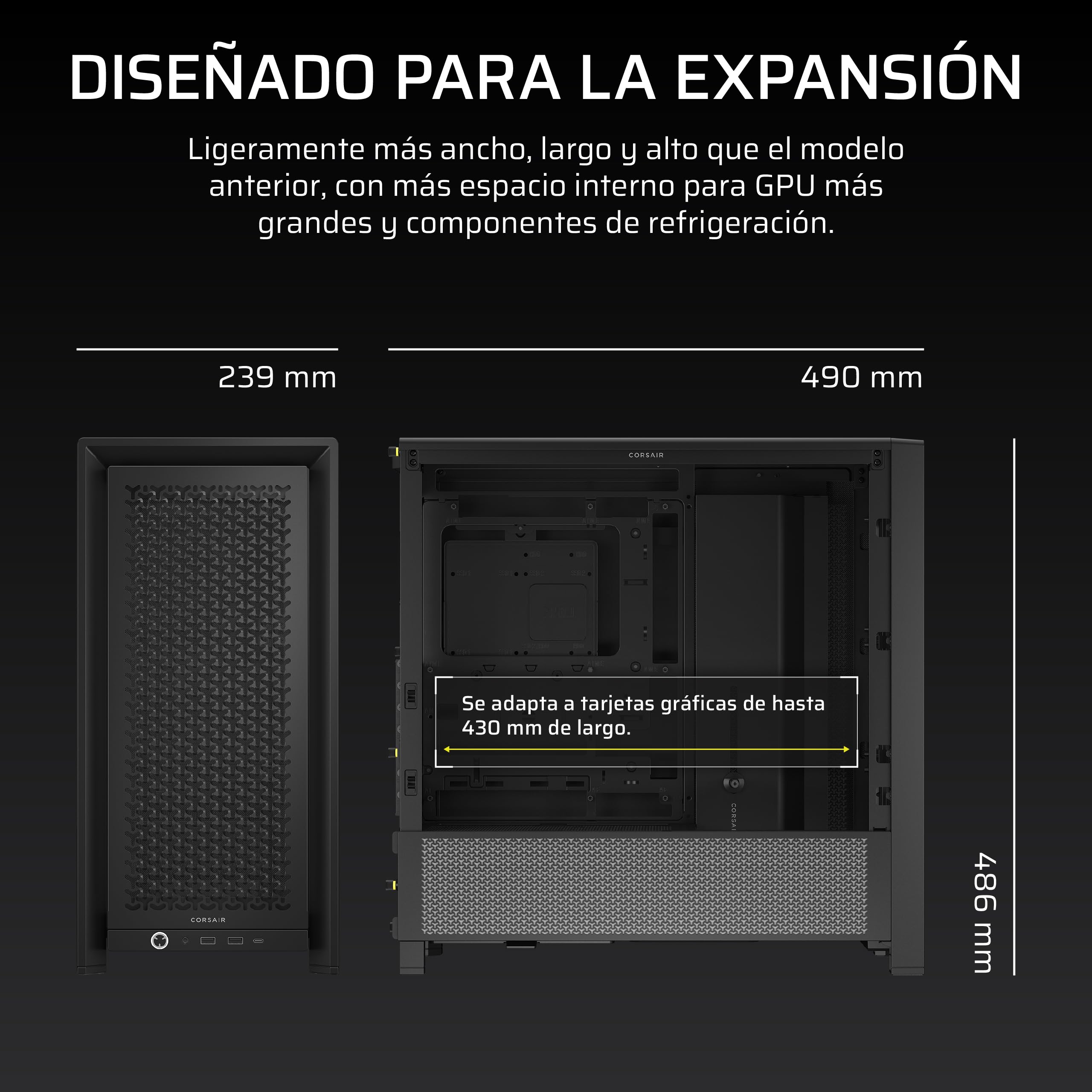 CORSAIR Frame 4000D Caja Modular Mid–Tower ATX para PC – Alto Flujo de Aire, Sistema de Montaje de Ventiladores InfiniRail™, ASUS BTF, MSI Project Zero, Gigabyte Project Stealth – Negro